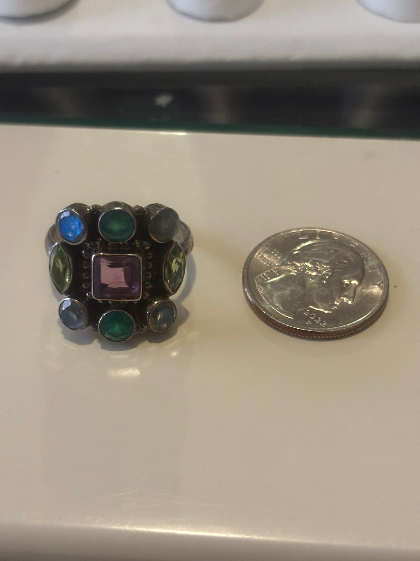 Nicky Butler Sterling Silver, Moonstone, Amethyst, Peridot Ring
