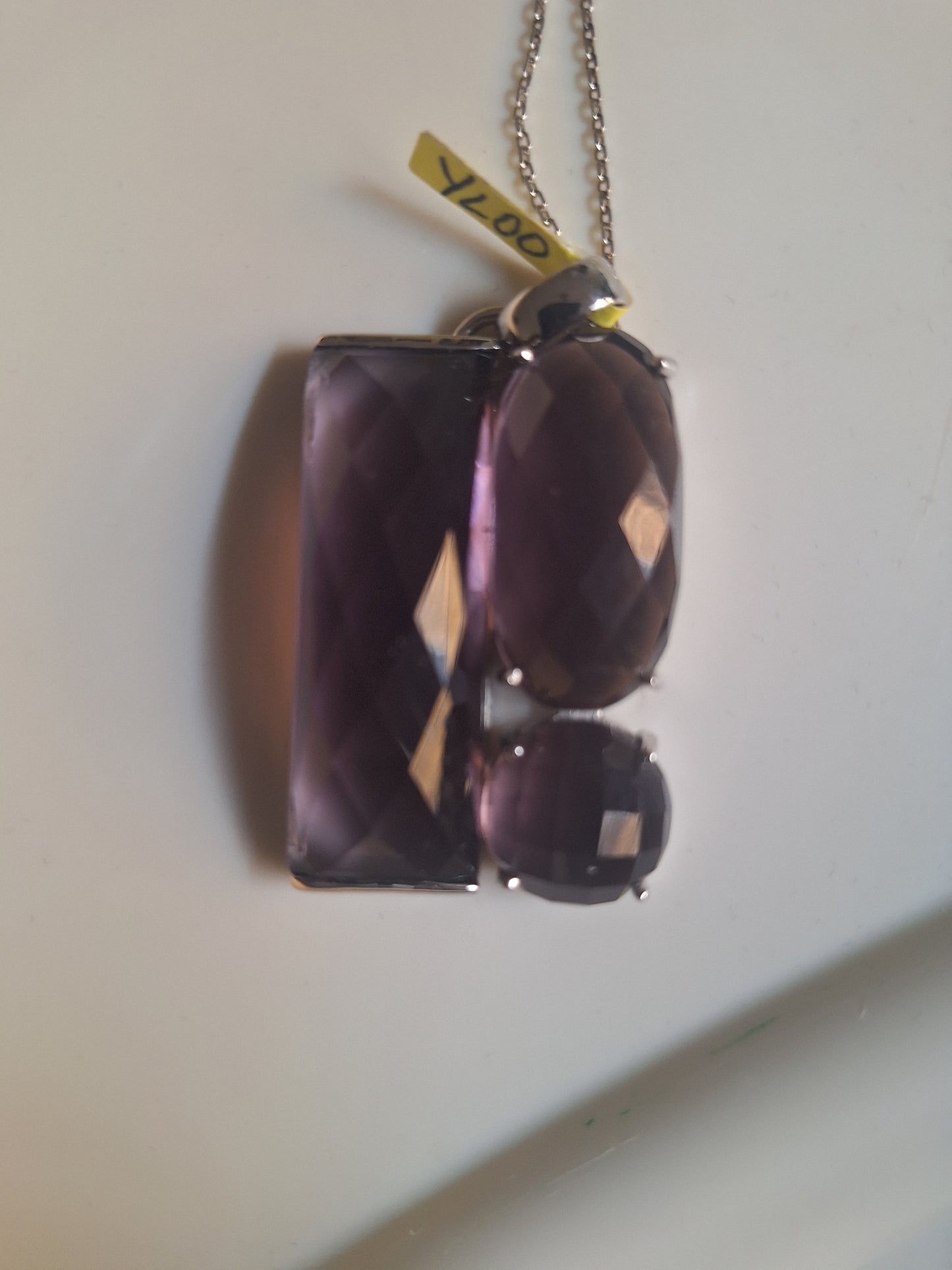 925 Sterling Solid Silver Amethyst Gemstone Pendant