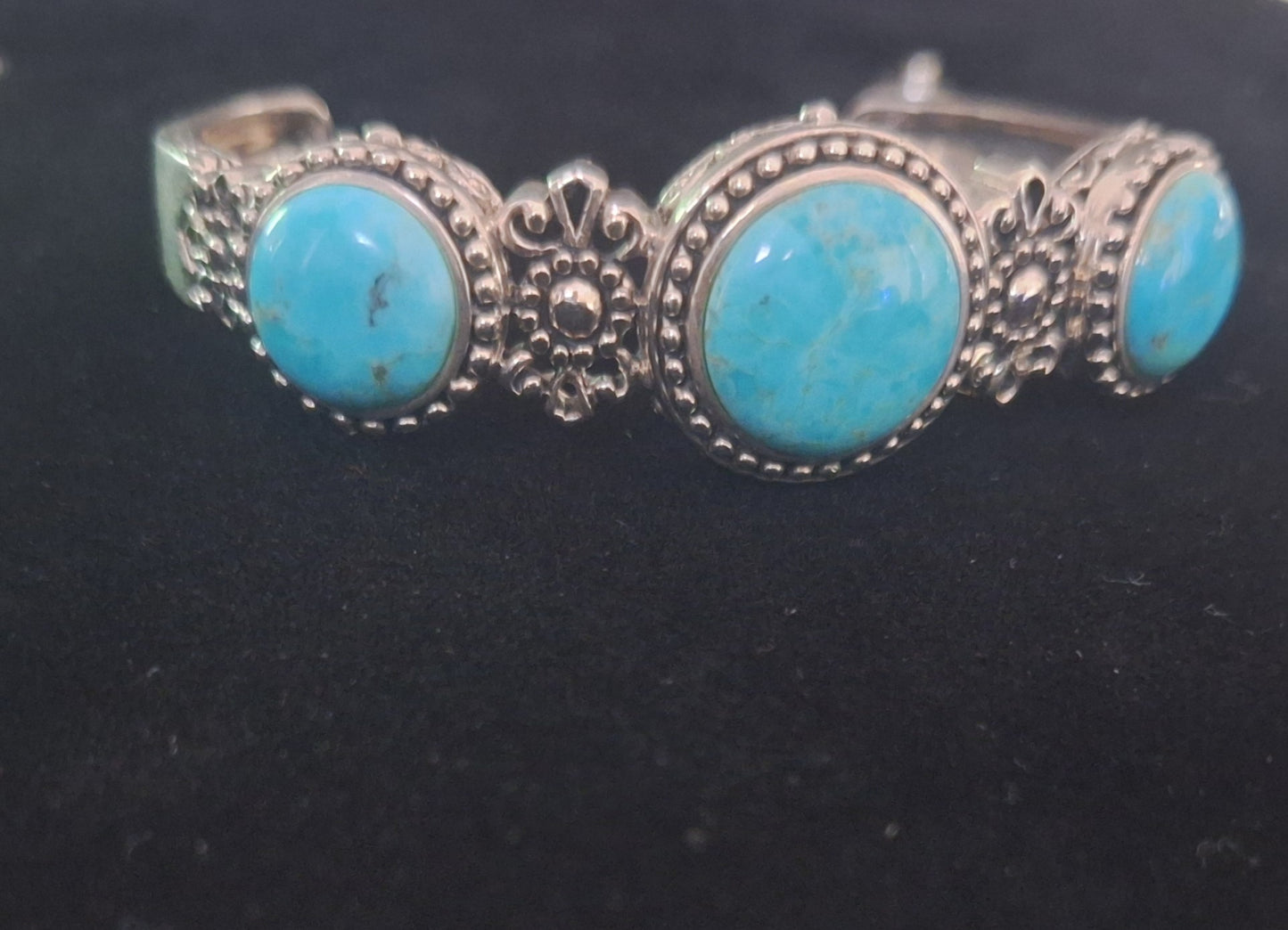 925 Sterling Silver Vintage Turquoise Cuff Bracelet