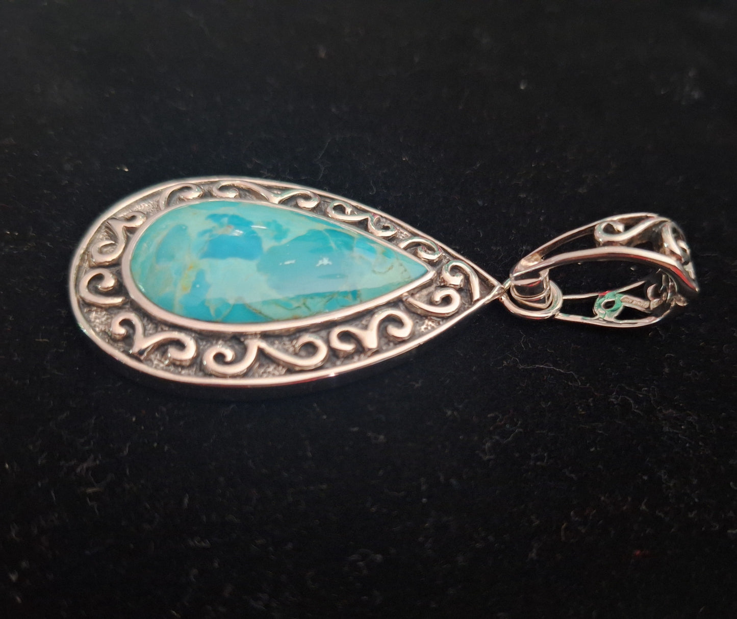 Turquoise Pendant 925 Sterling Silver.