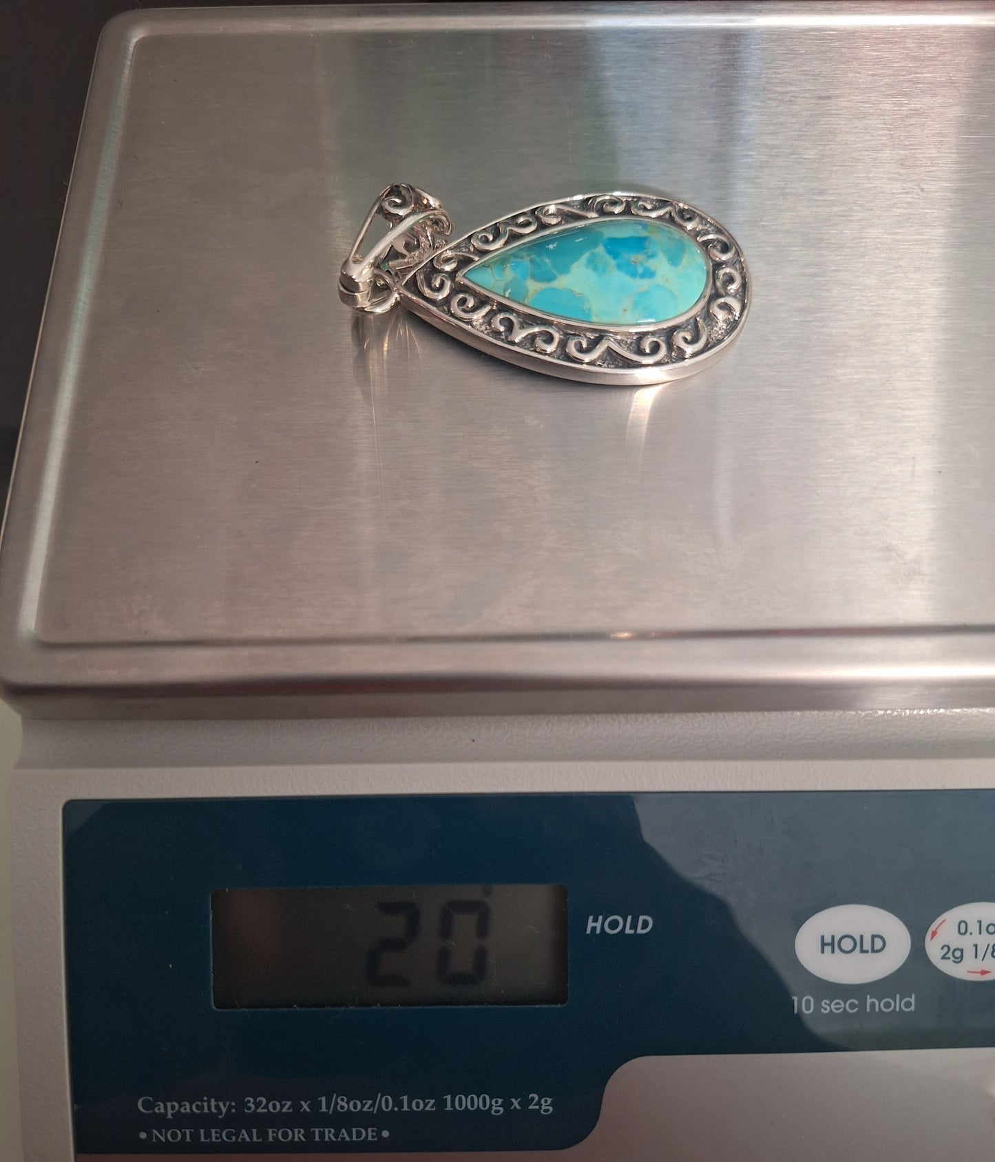 Turquoise Pendant 925 Sterling Silver.