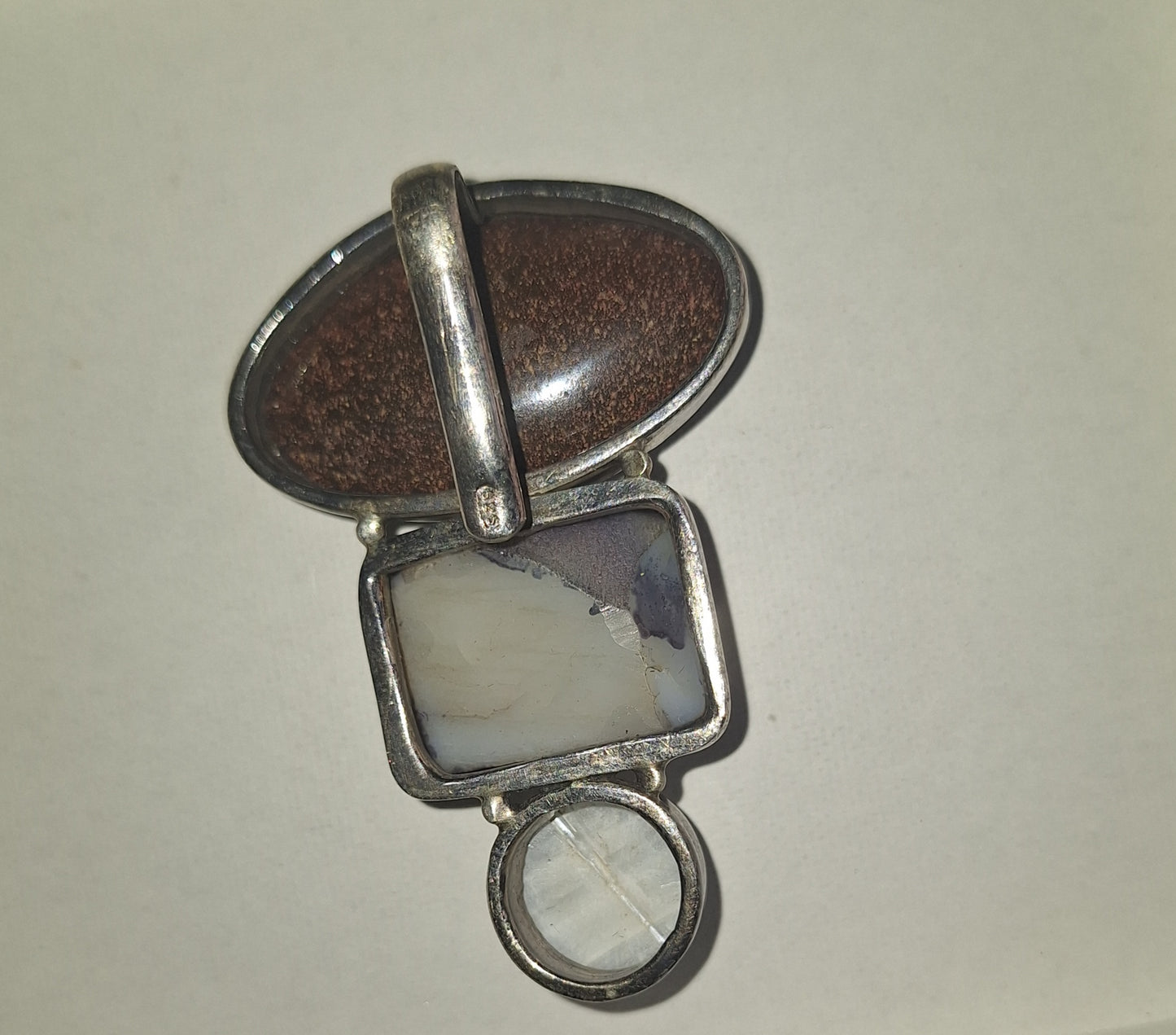 925 Sterling Silver Boulder Opal Druzy Peal Pendant