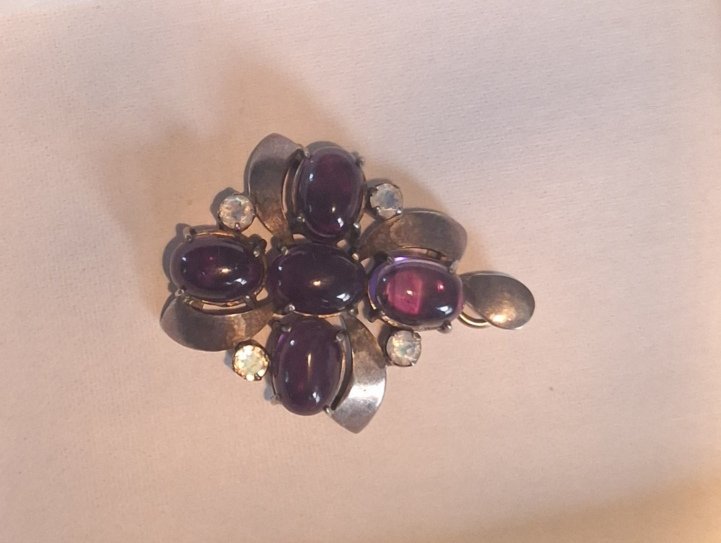 Vintage Amethyst Sterling Silver Cluster Flower Pendant