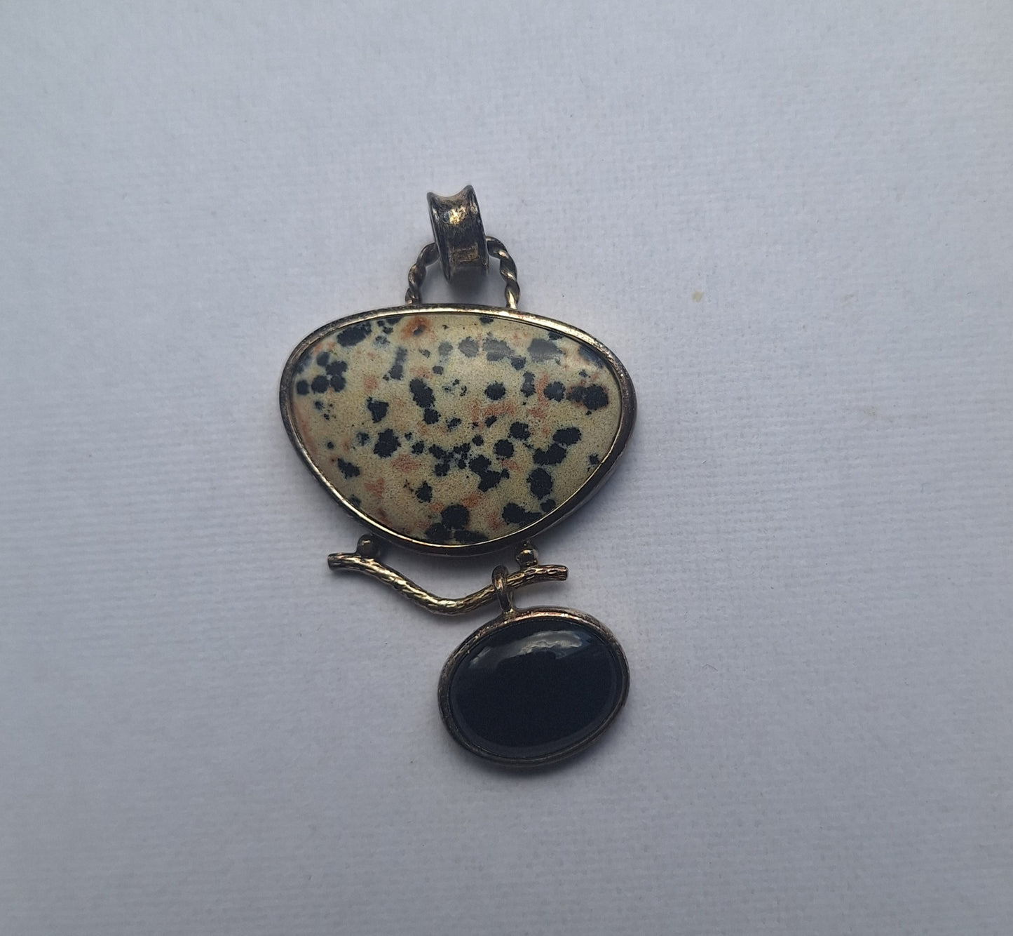 925 China, Jasper, Dalmatian Spots, Sterling, Dangle Pendant