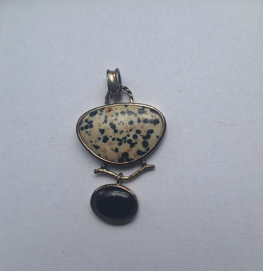 925 China, Jasper, Dalmatian Spots, Sterling, Dangle Pendant