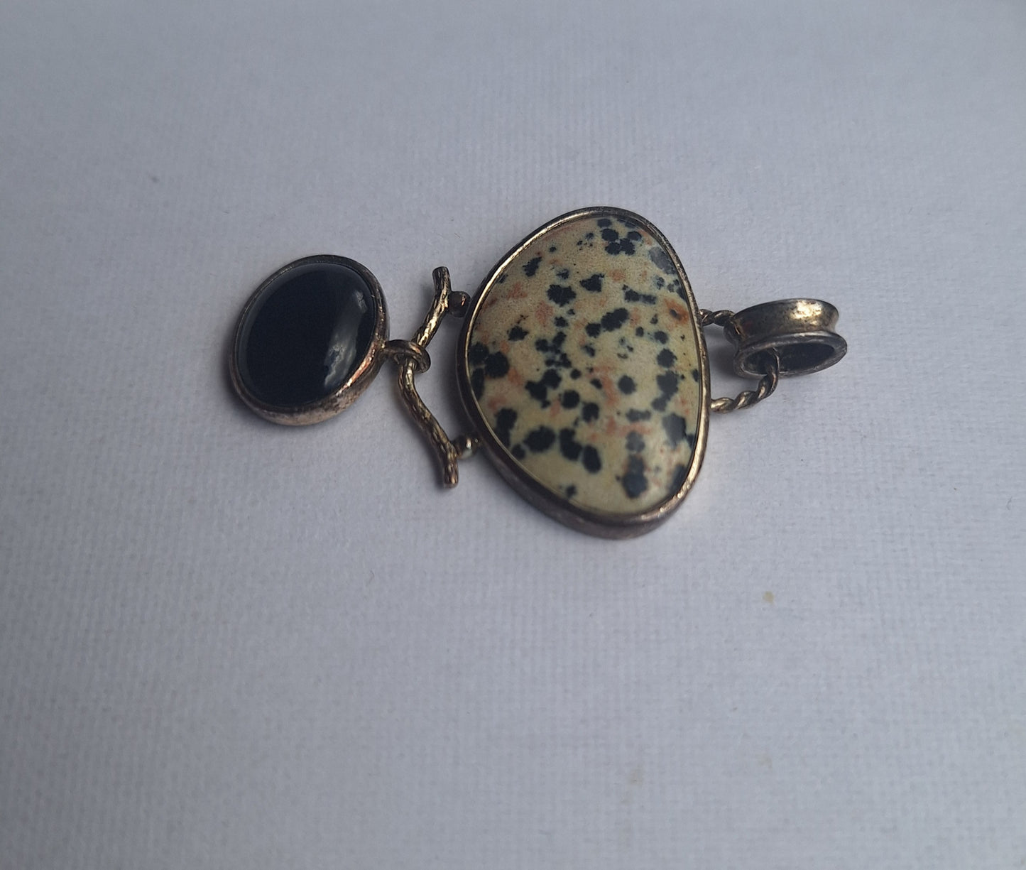 925 China, Jasper, Dalmatian Spots, Sterling, Dangle Pendant