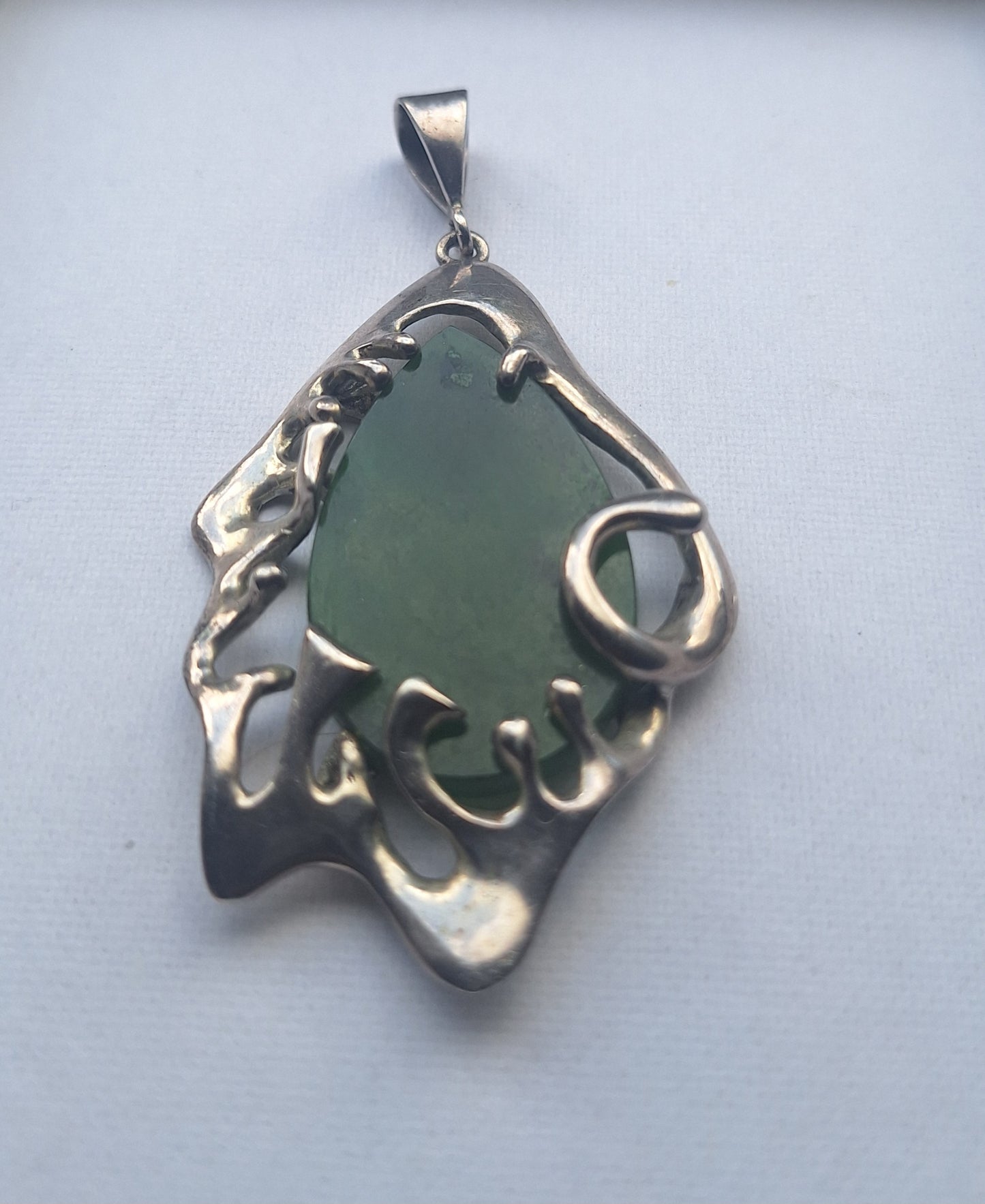 Sterling Silver Green Tear Drop Pendant