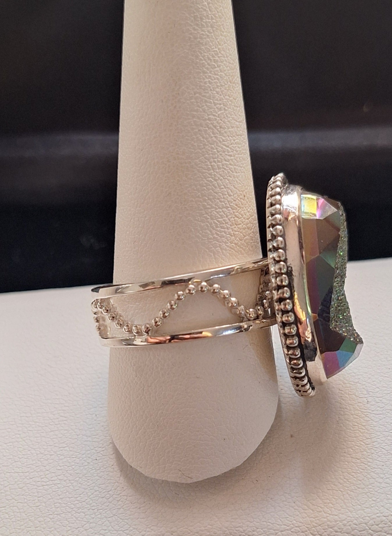 Colleen Lopez Sterling Silver 925 Purple Druzy Mystic Ring