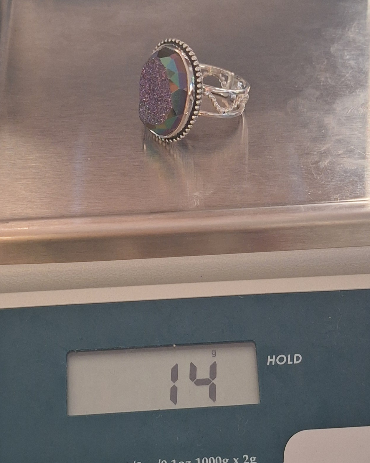 Colleen Lopez Sterling Silver 925 Purple Druzy Mystic Ring