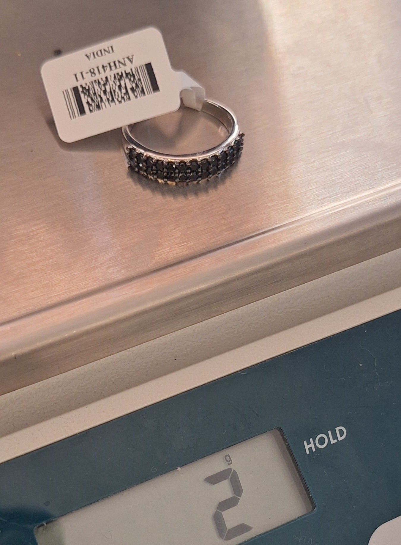 Black Spinel Eternity Band Ring in Sterling Silver