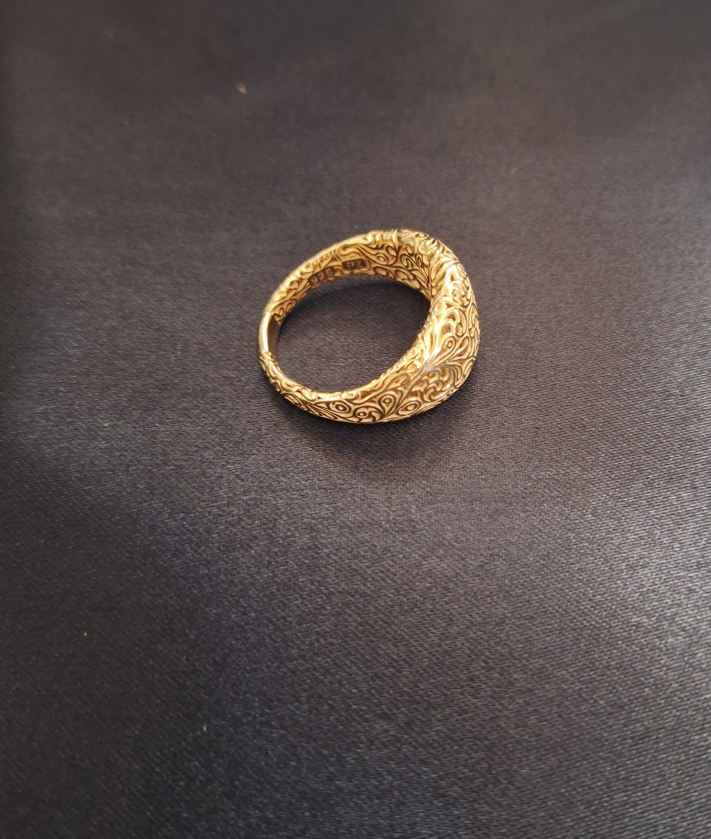 Pz Sterling Silver filigree Gold Toned Ring
