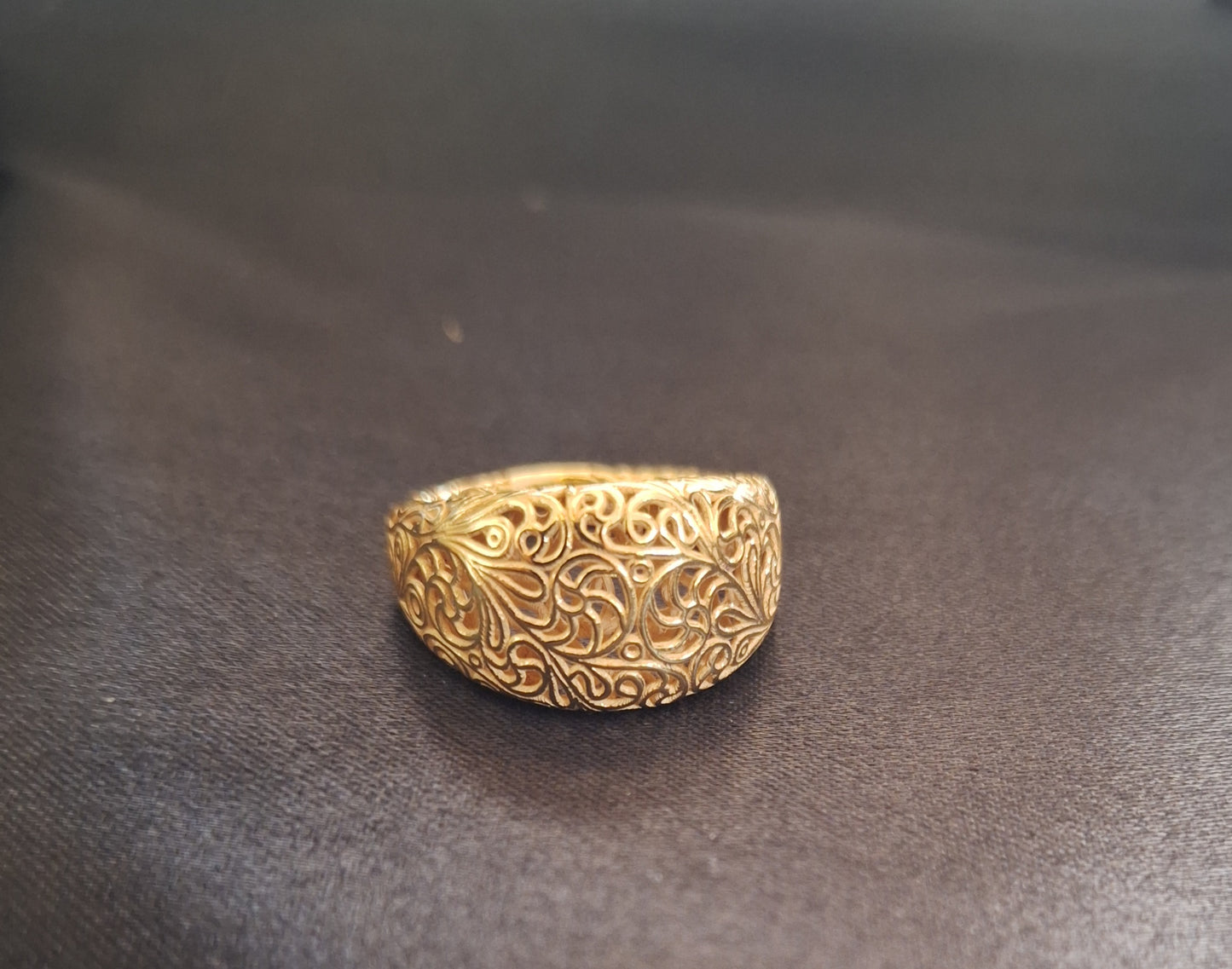 Pz Sterling Silver filigree Gold Toned Ring