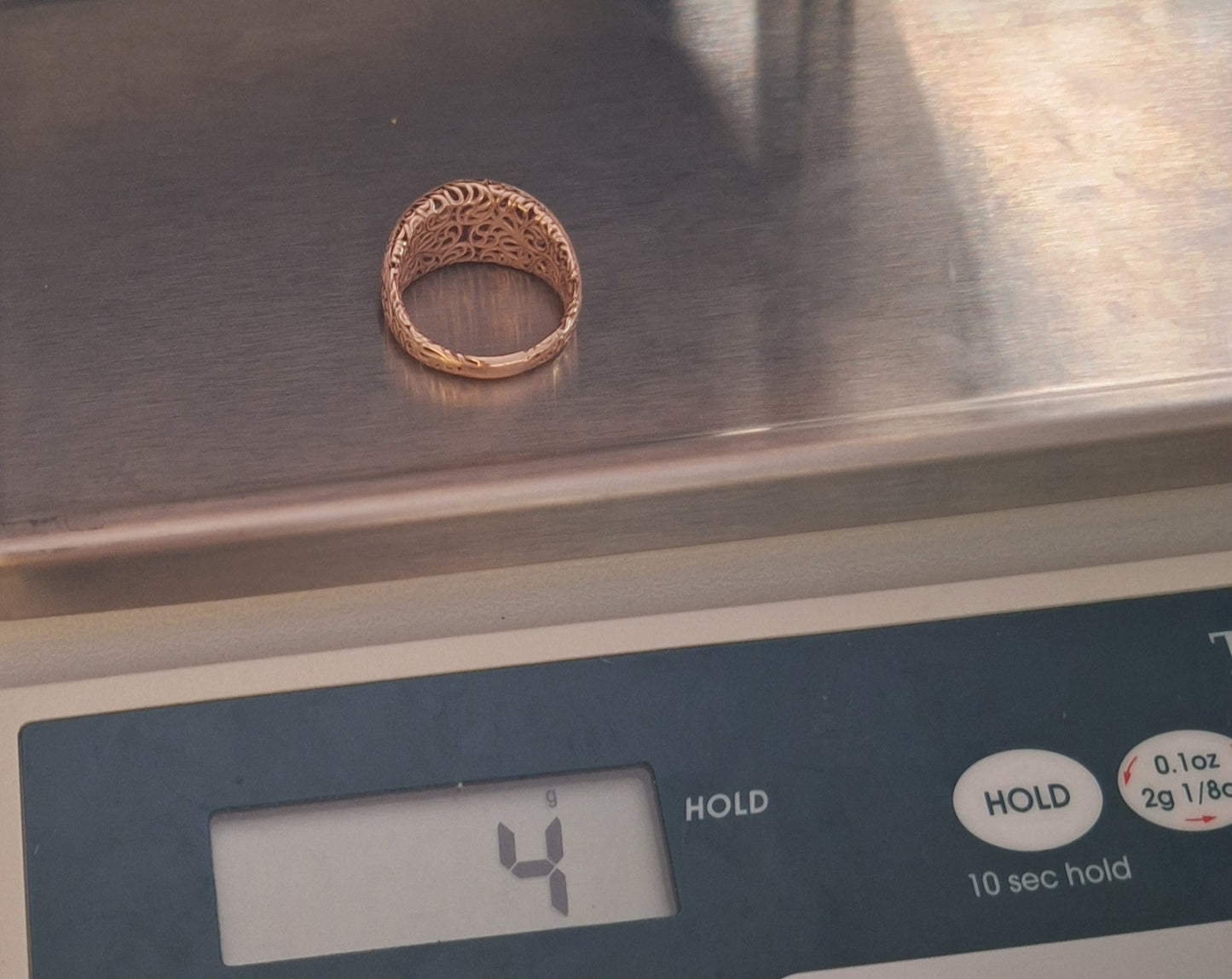 PZ Sterling Silver Filigree Rose Gold Toned Ring