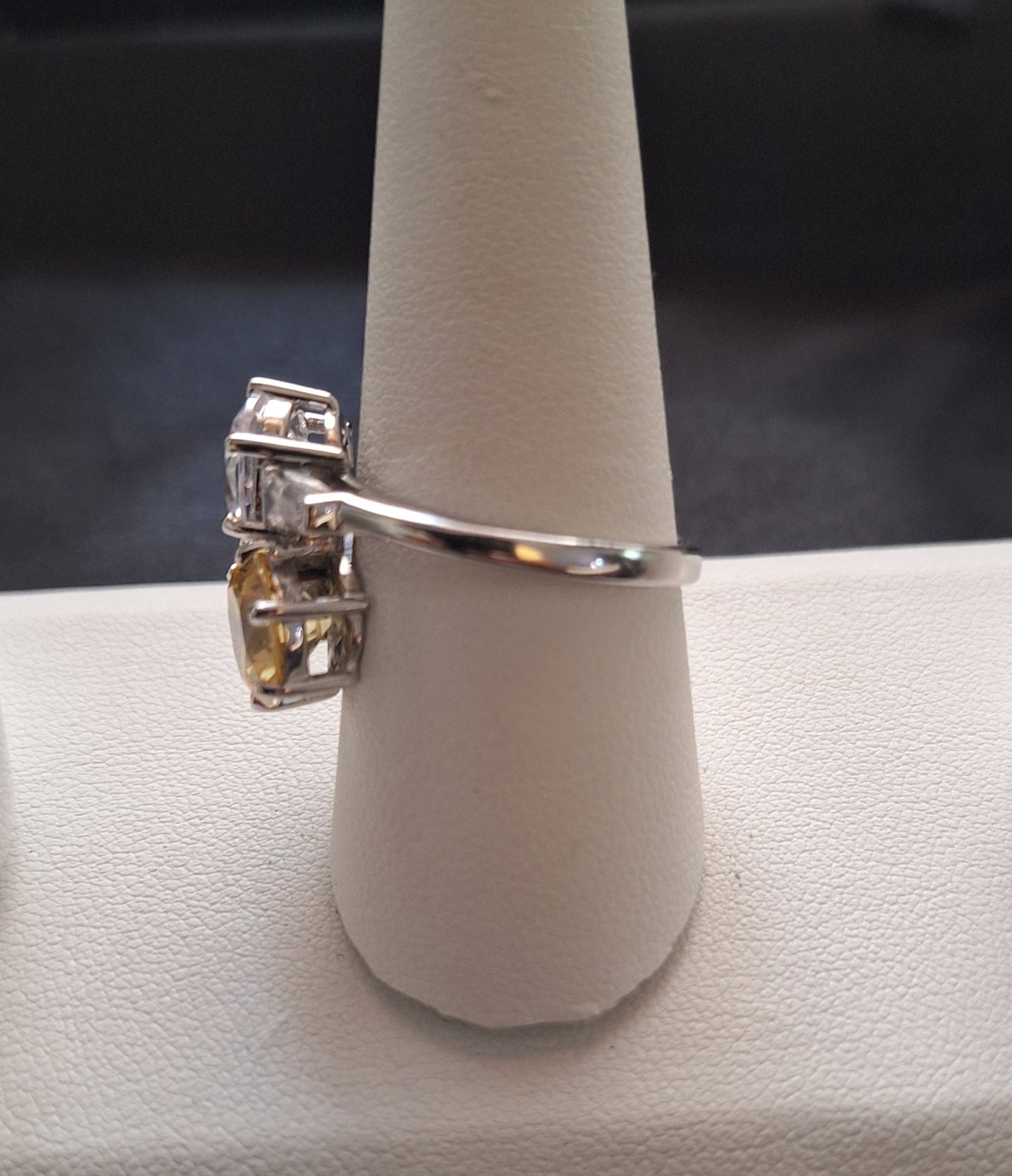 Bella Luce Yellow & White Diamond Simulant Rhodium Over Sterling Silver Ring
