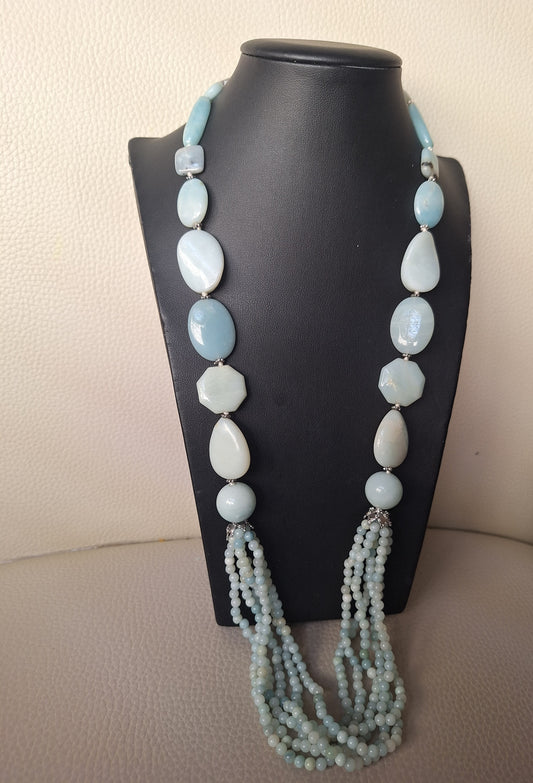 925 Sterling Silver And Jadeite Beaded Necklace