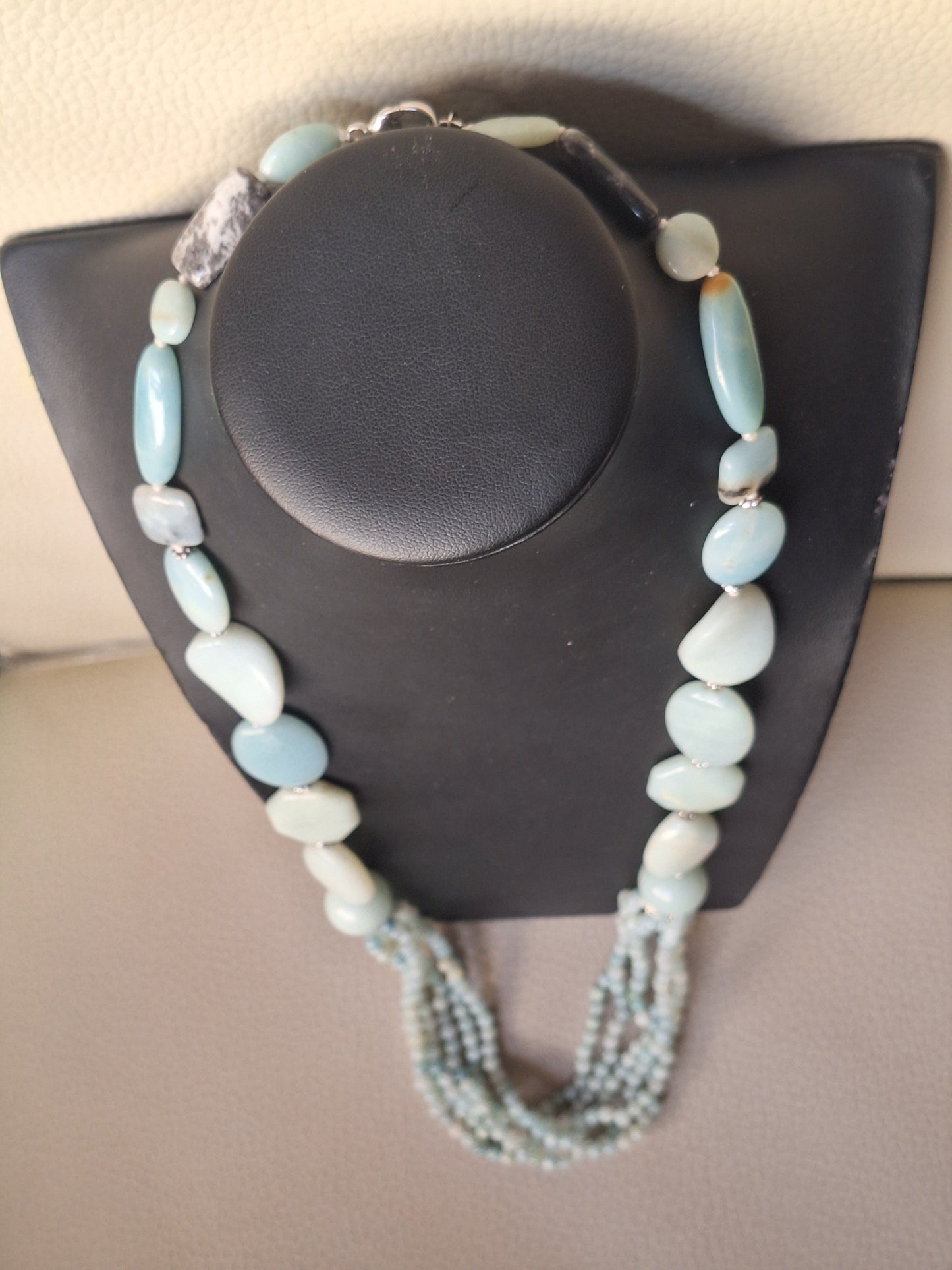925 Sterling Silver And Jadeite Beaded Necklace