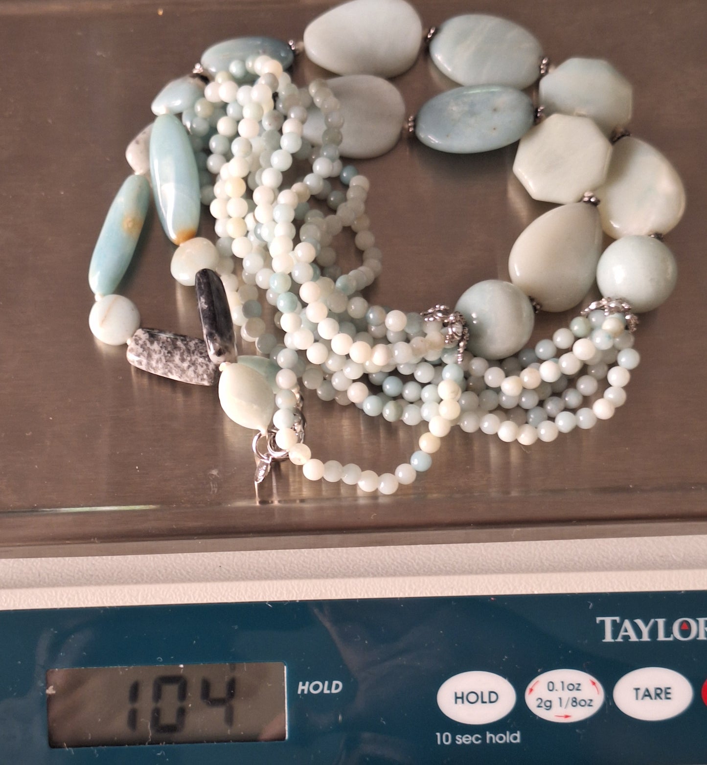 925 Sterling Silver And Jadeite Beaded Necklace