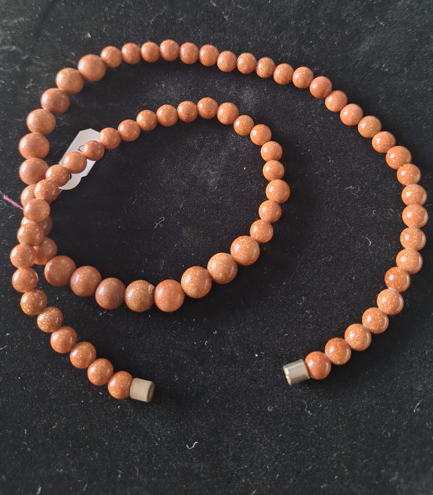 Vintage Chinese Goldstone Necklace silver Clasp