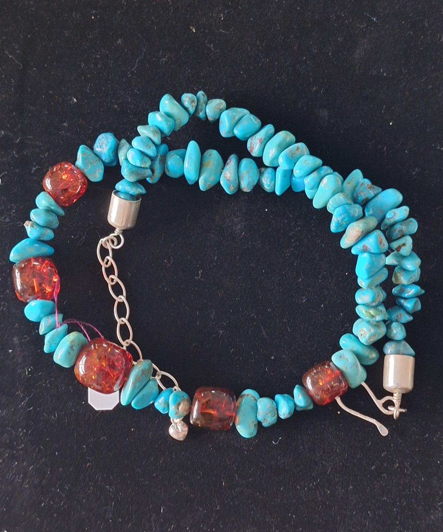Jay King, Sterling Silver Turquoise & Amber Necklace DTR 925