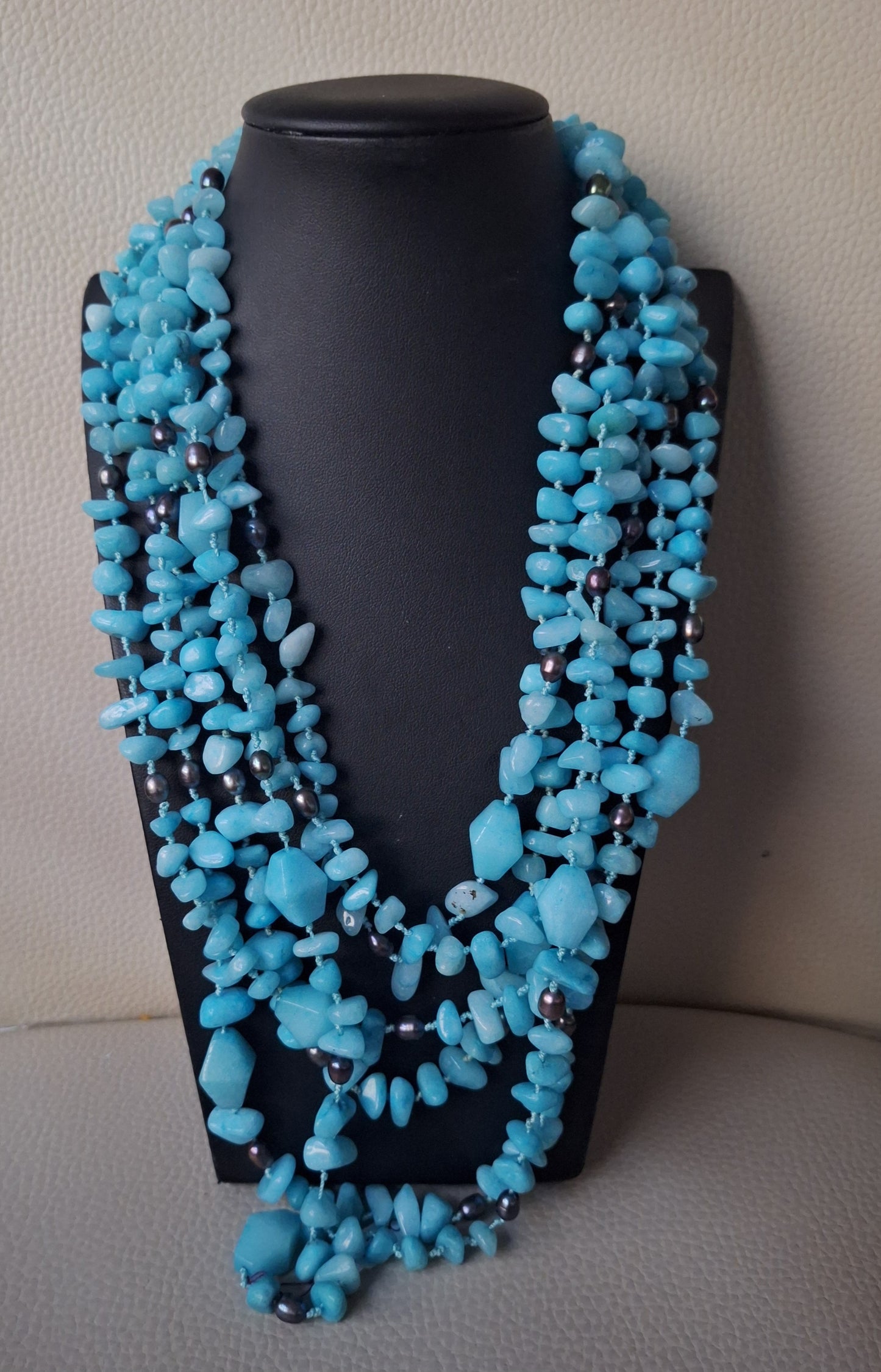 Multi Strand Blue Caribbean Quartz nugget Gemstone