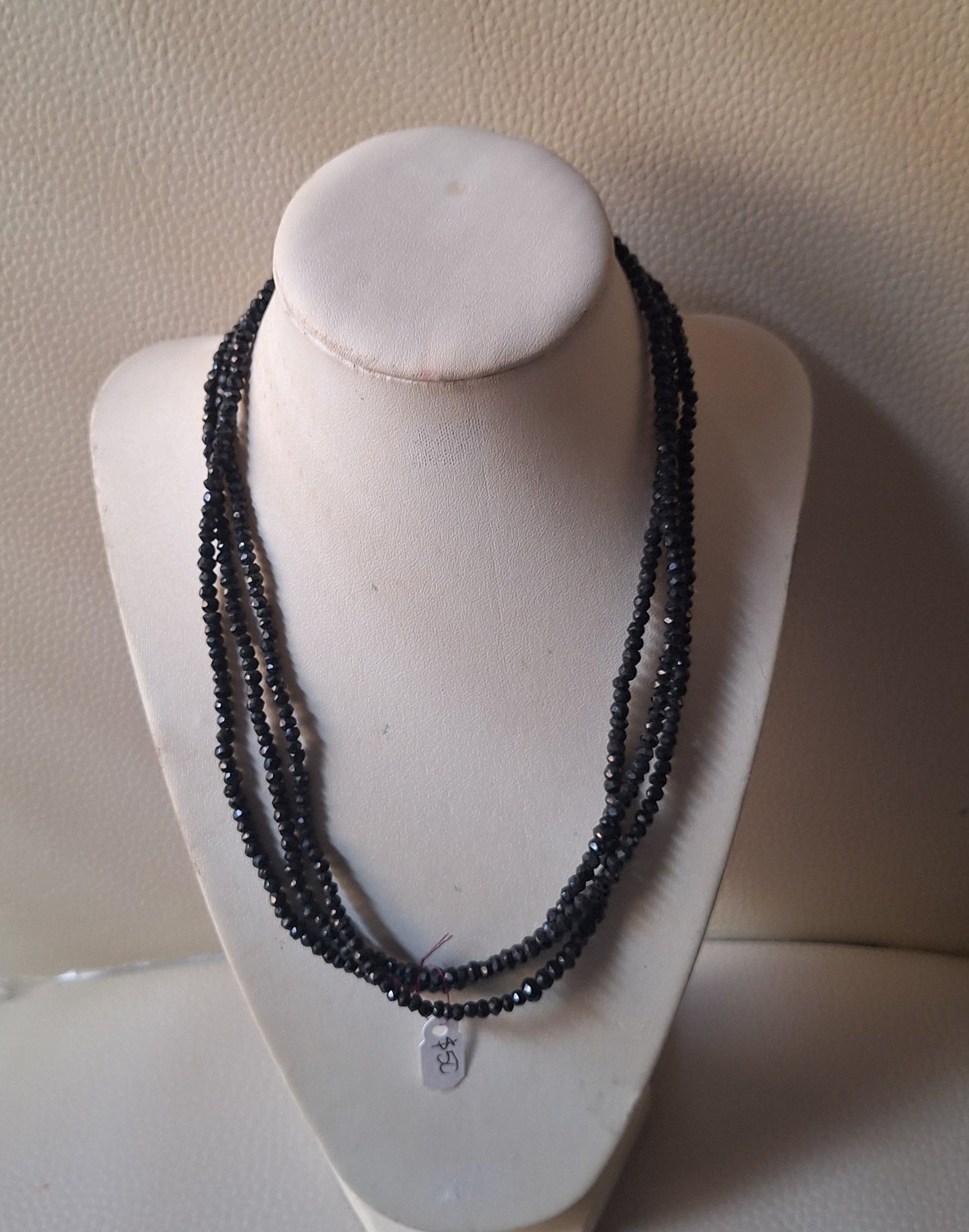 HSN KJC Sterling Silver 925 Faceted Natural Hematite Necklace