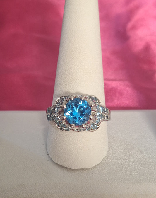 925 Sterling Silver Natural Heated Blue Topaz Crown