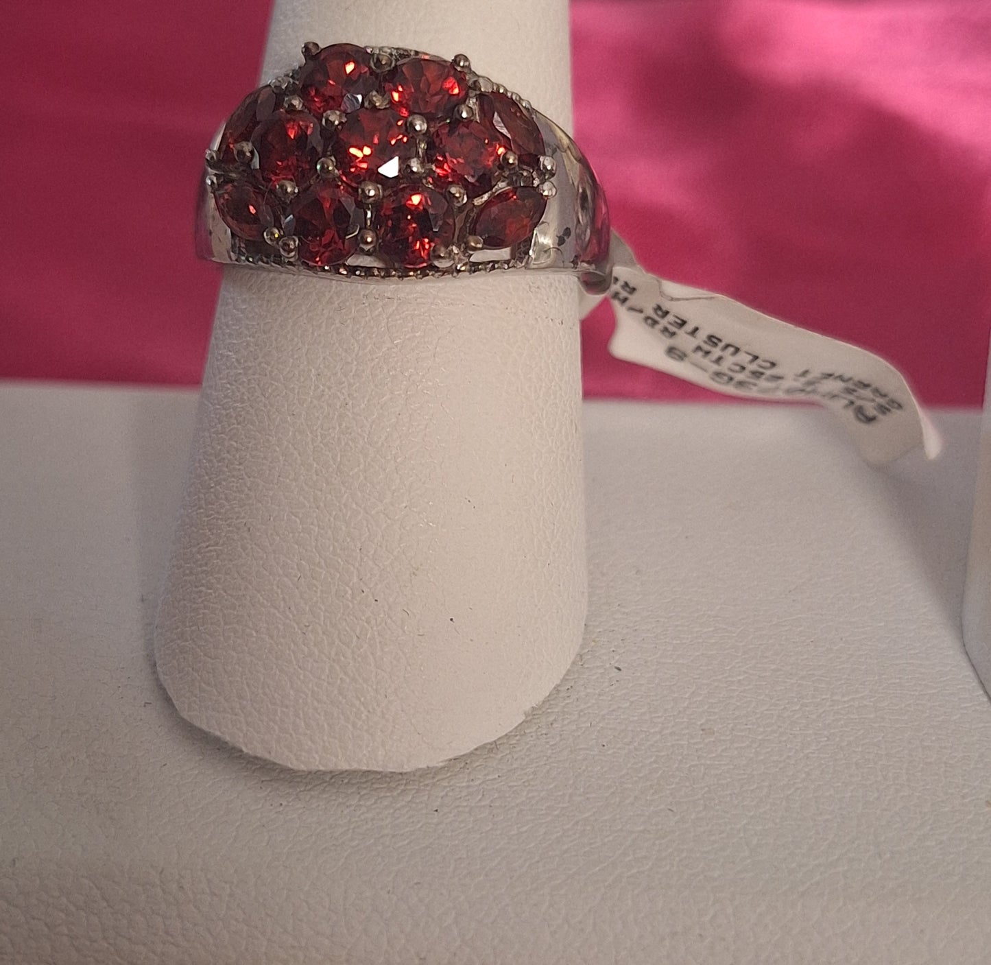 Vintage 925 Garnet Cluster or Amethyst Cluster Ring