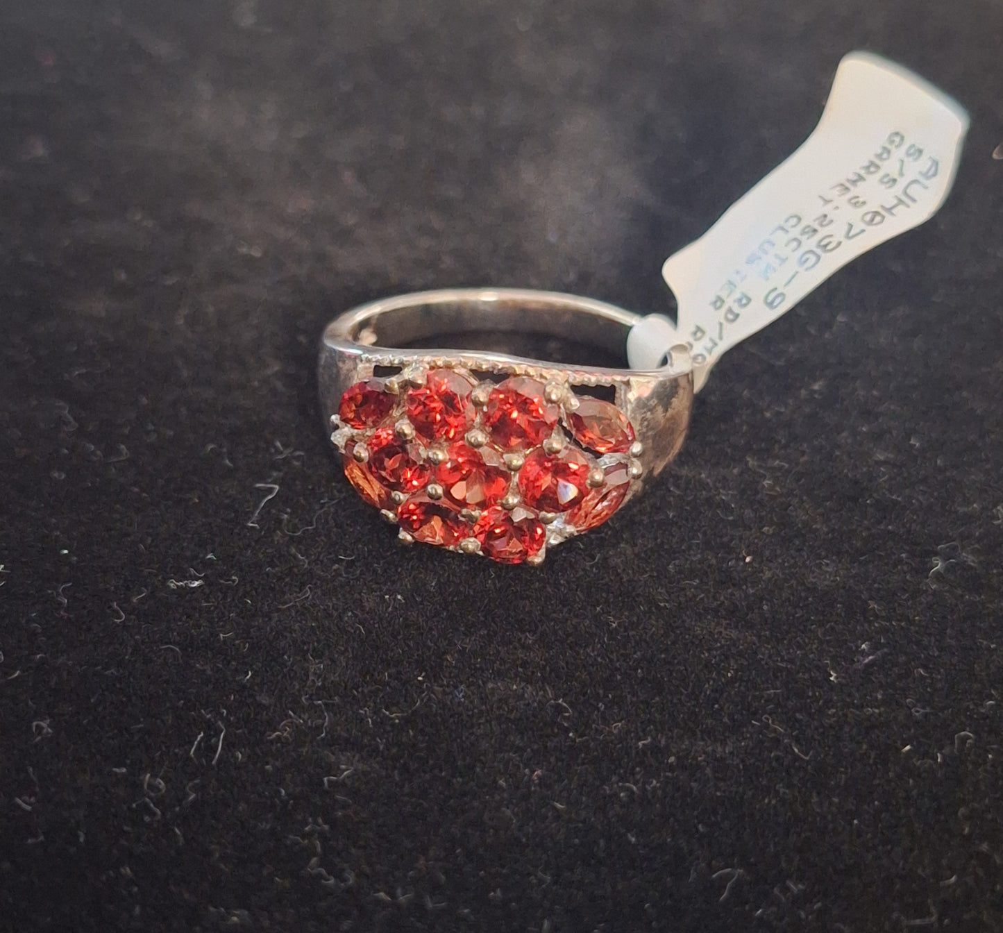 Vintage 925 Garnet Cluster or Amethyst Cluster Ring