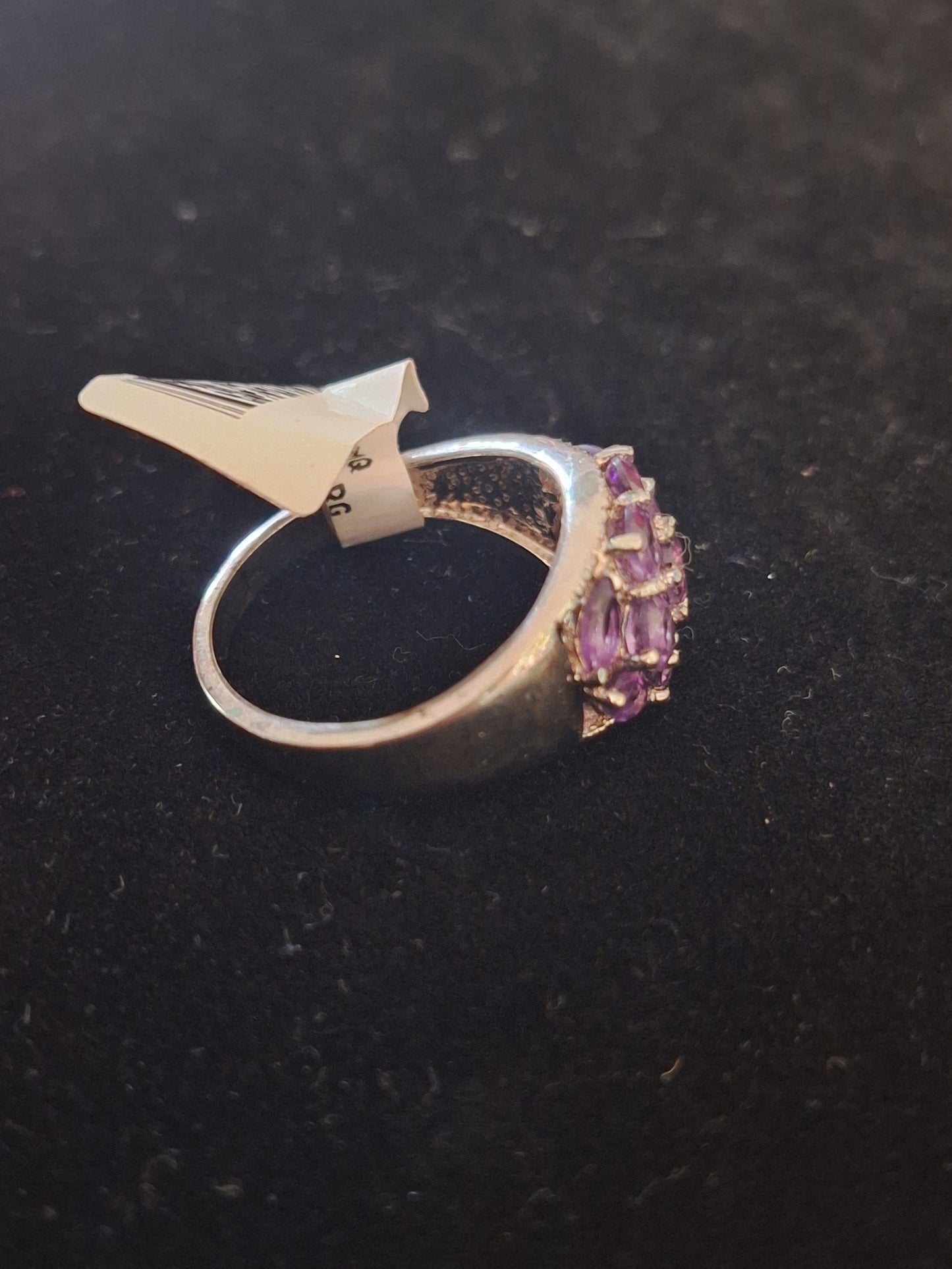 Vintage 925 Garnet Cluster or Amethyst Cluster Ring