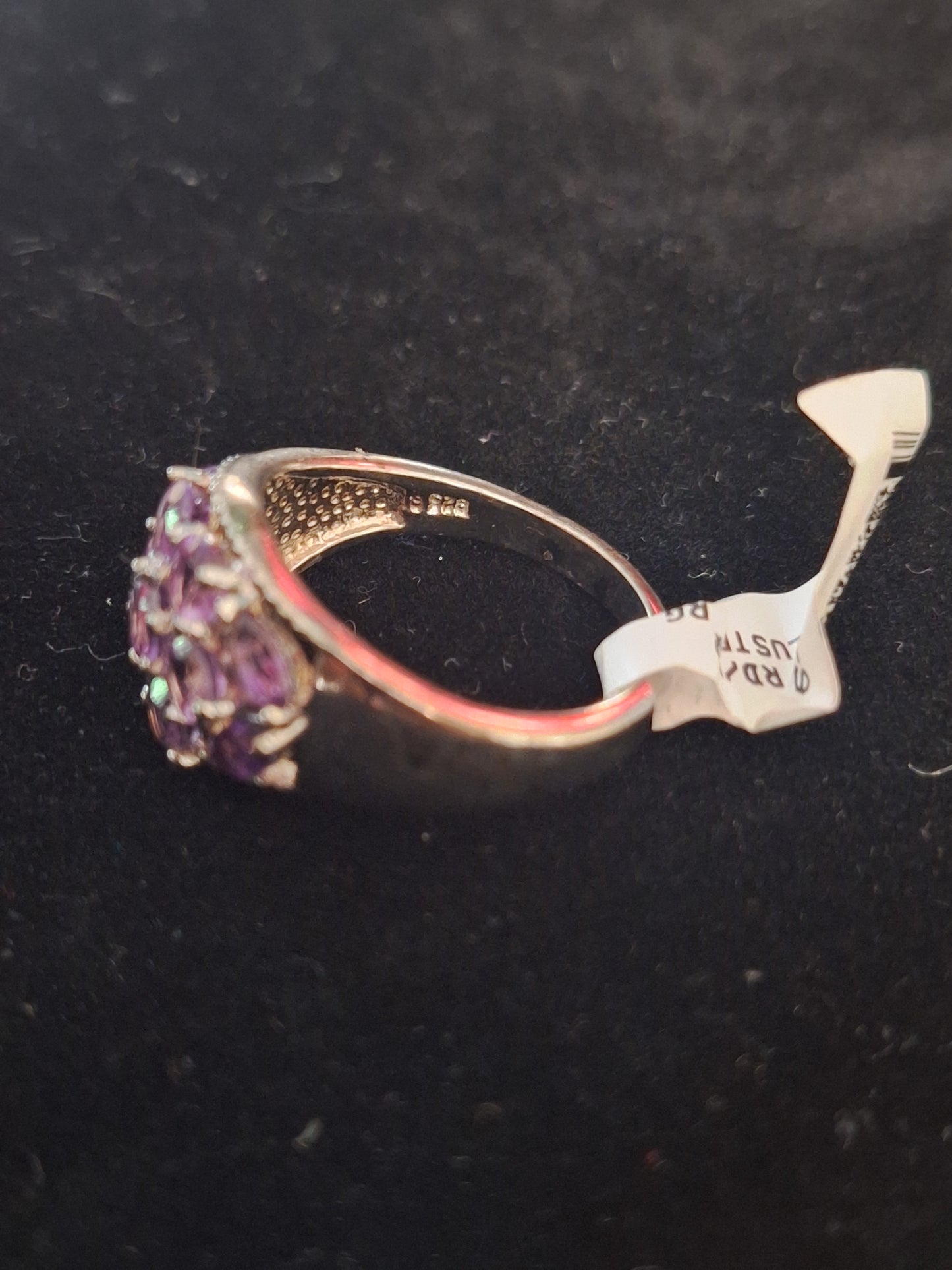 Vintage 925 Garnet Cluster or Amethyst Cluster Ring