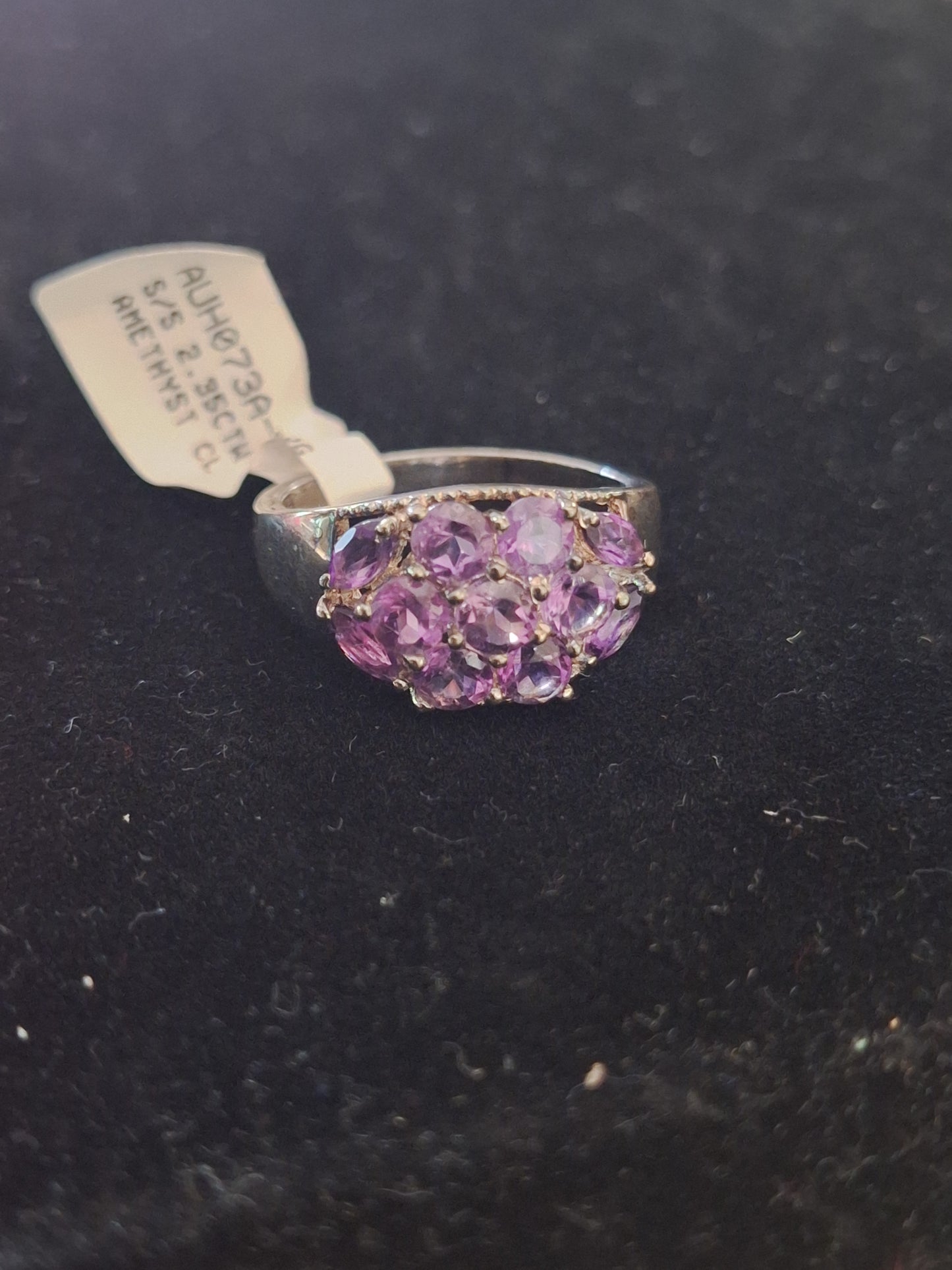 Vintage 925 Garnet Cluster or Amethyst Cluster Ring