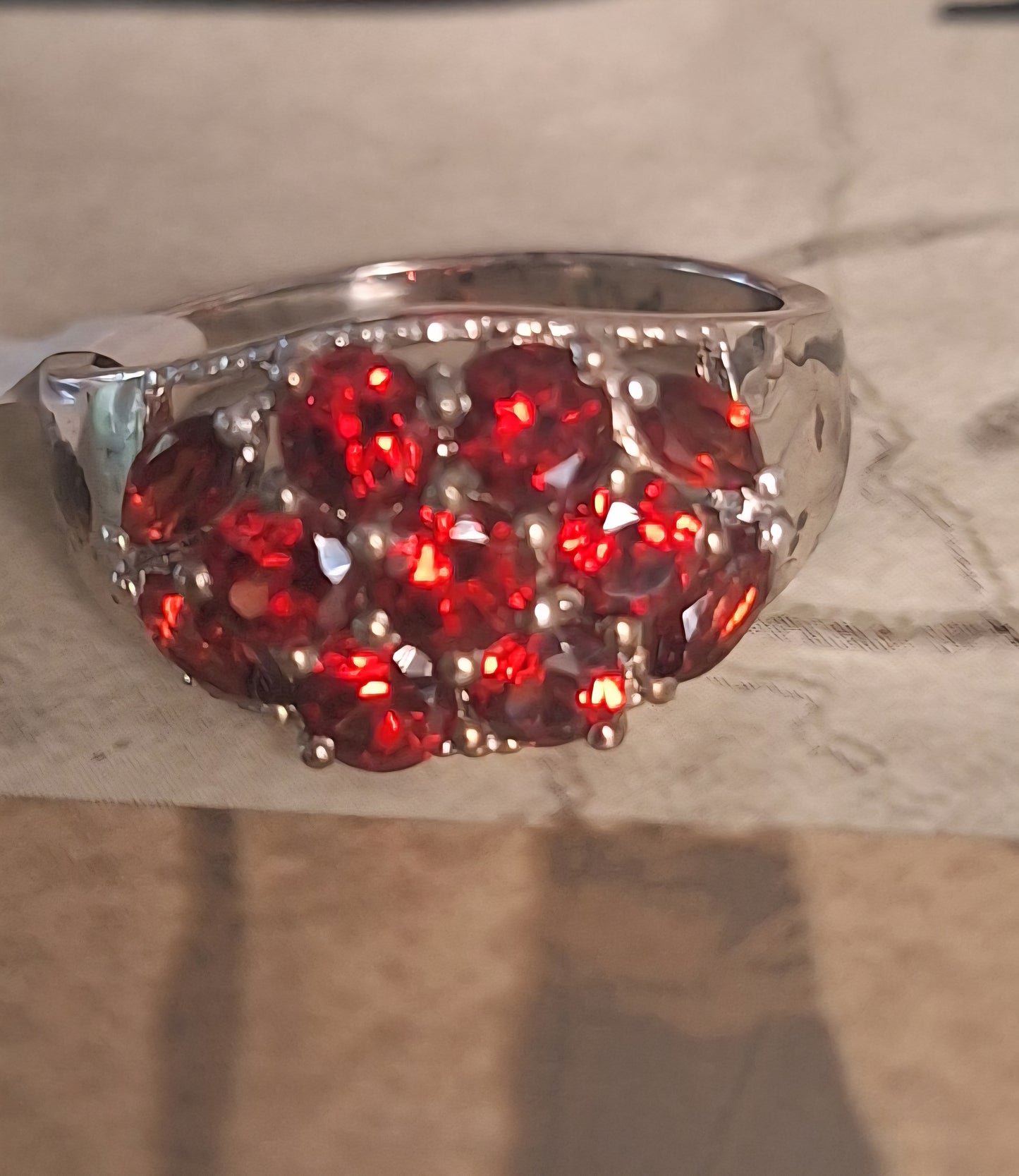 Vintage 925 Garnet Cluster or Amethyst Cluster Ring