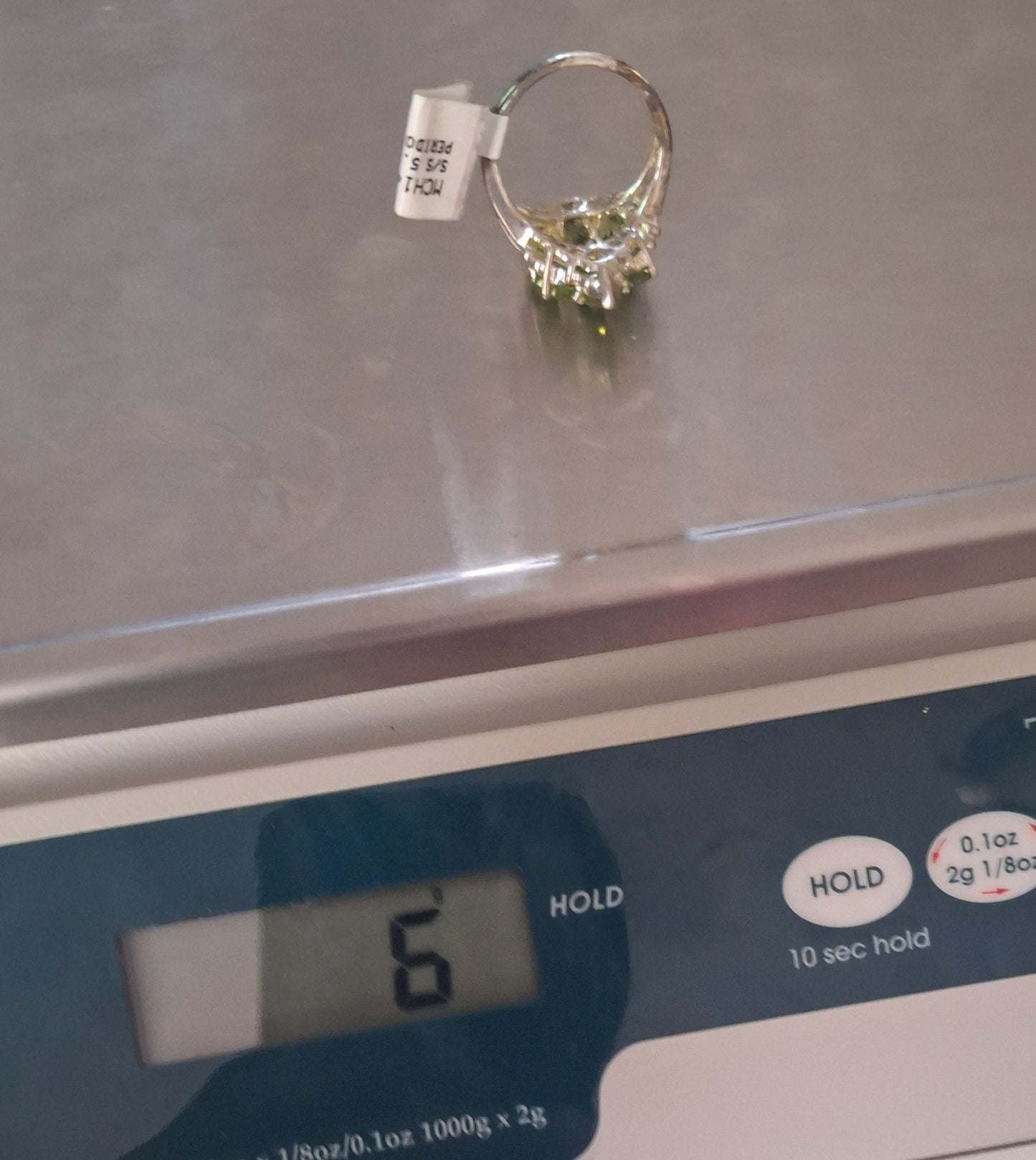 Sterling Silver 5.75CTW Oval Peridot Cluster Ring