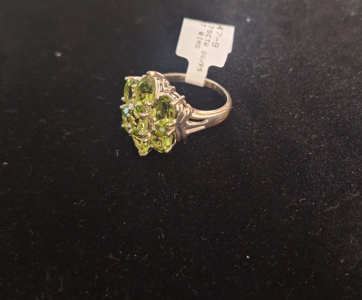 Sterling Silver 5.75CTW Oval Peridot Cluster Ring