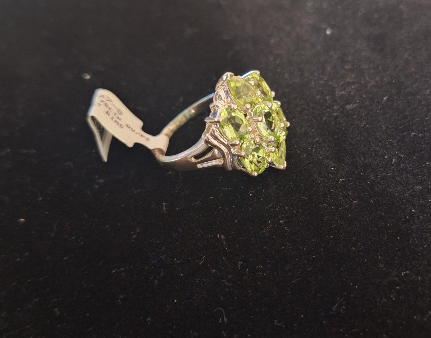 Sterling Silver 5.75CTW Oval Peridot Cluster Ring