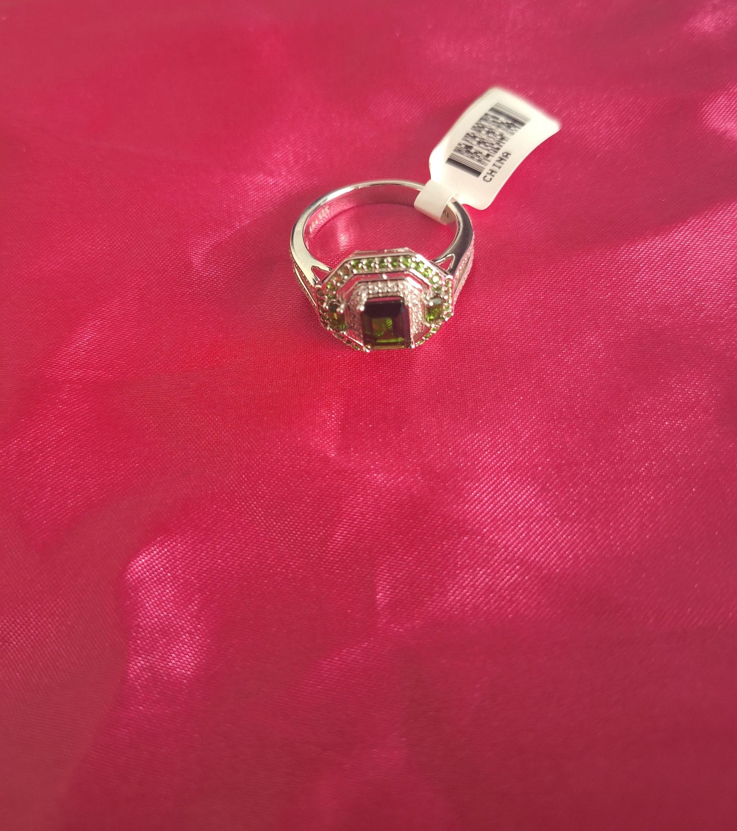 BBJ 925 Sterling Silver Green Emerald-cut Ring