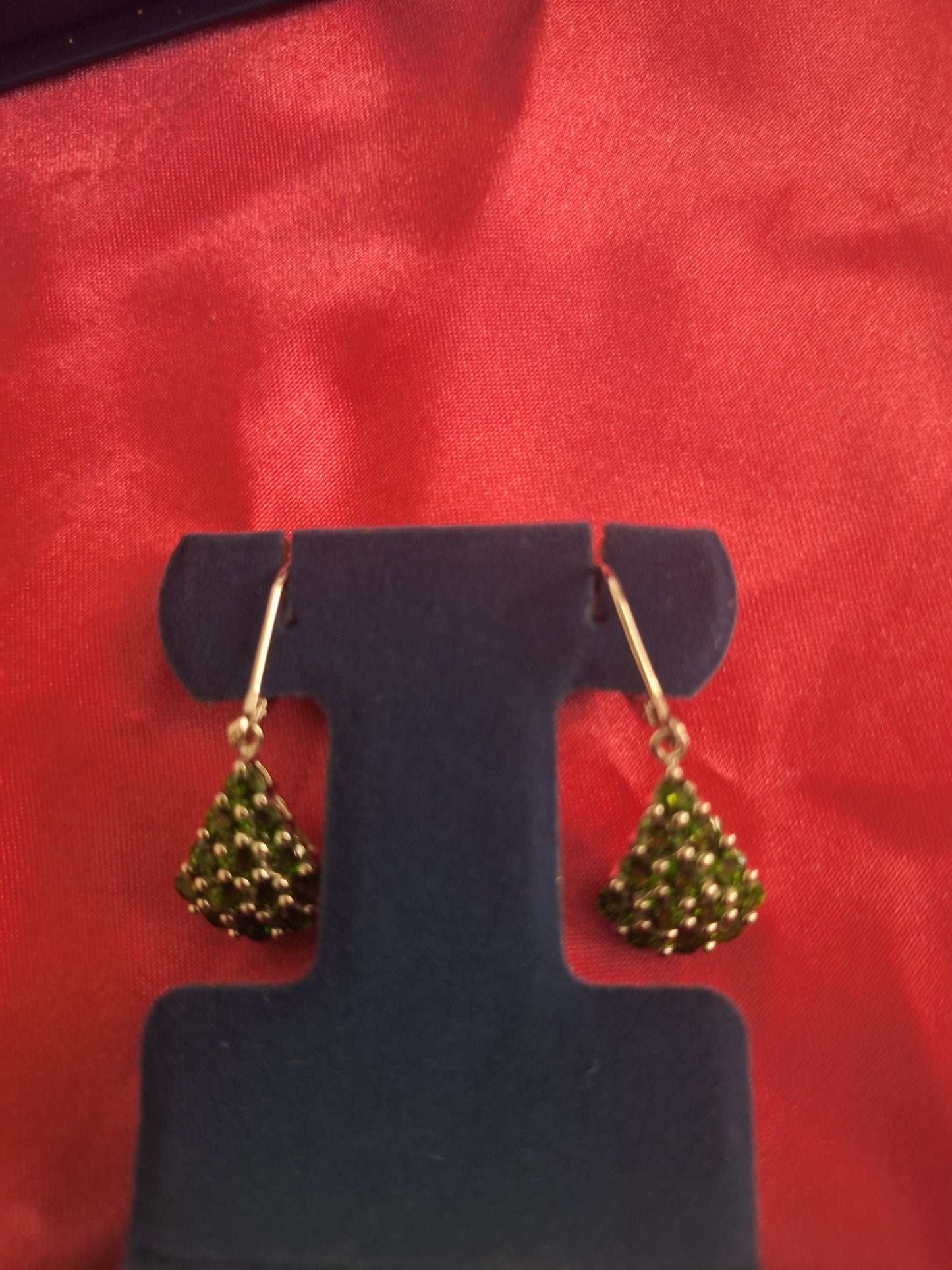 Green Peridot Dangle Sterling Silver Earrings