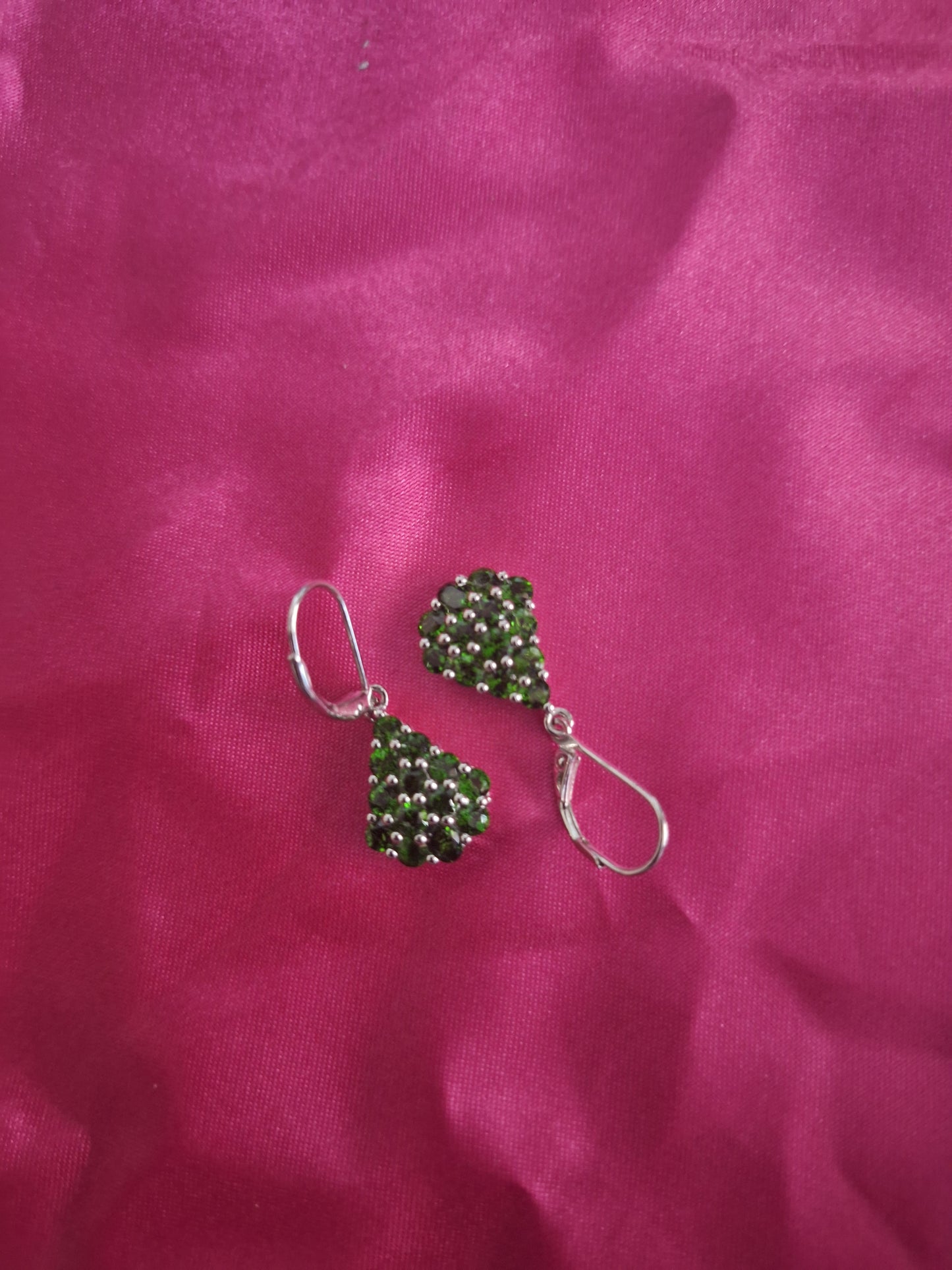 Green Peridot Dangle Sterling Silver Earrings