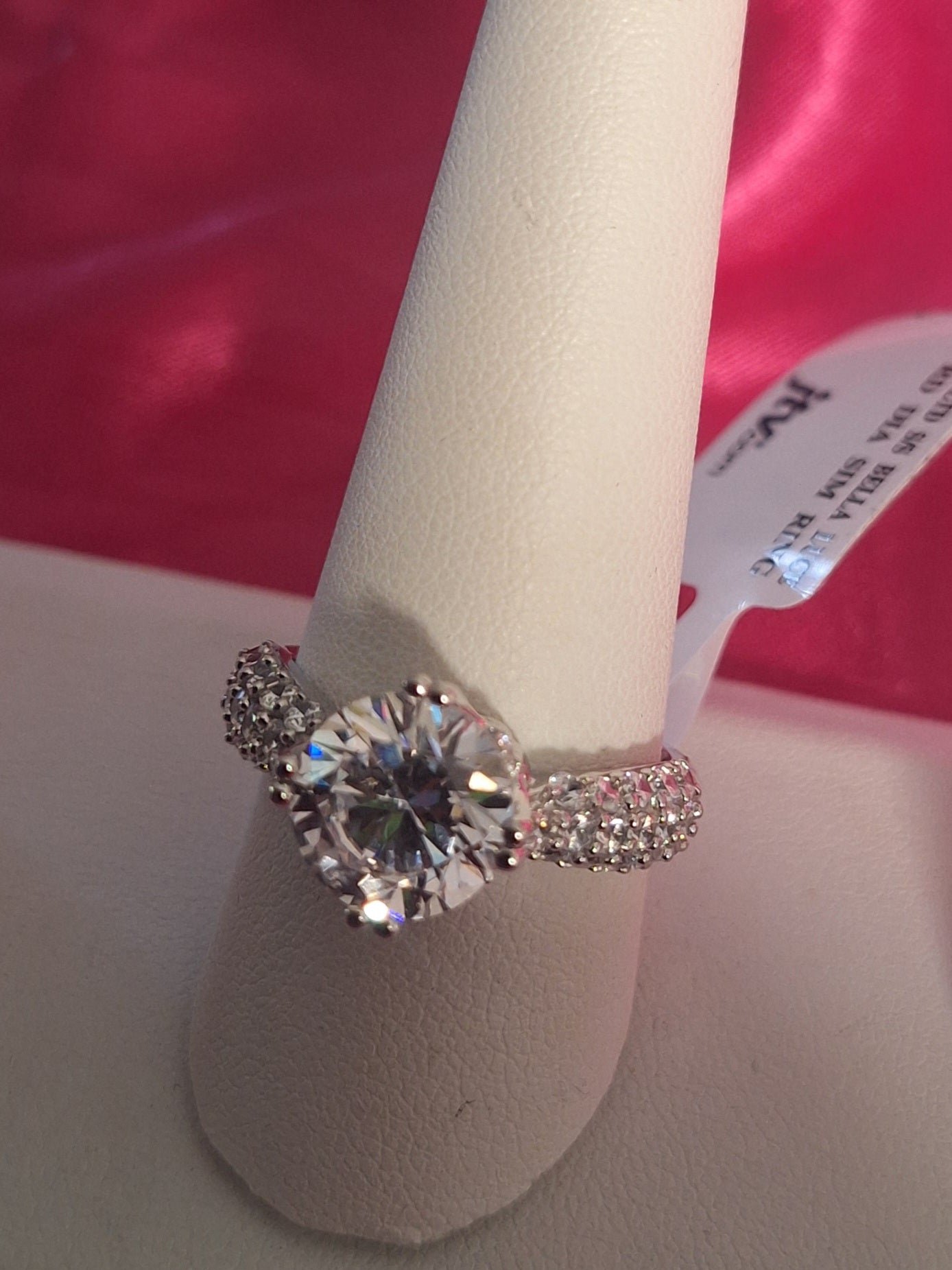 Rhodium plated sterling silver Bella Luce Gemstone: Round diamond simulated