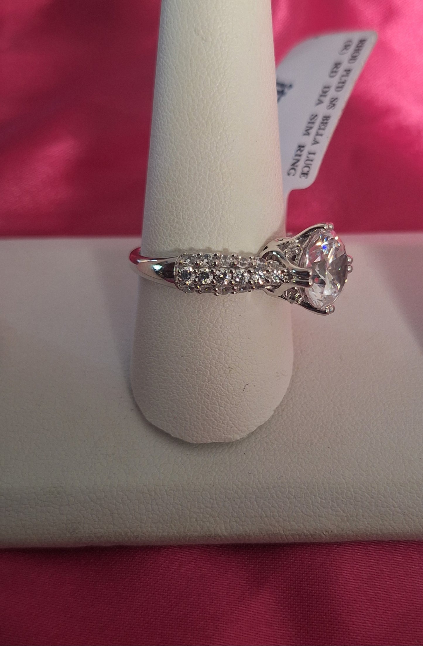 Rhodium plated sterling silver Bella Luce Gemstone: Round diamond simulated