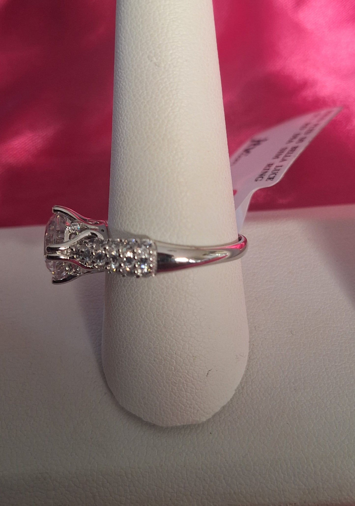 Rhodium plated sterling silver Bella Luce Gemstone: Round diamond simulated
