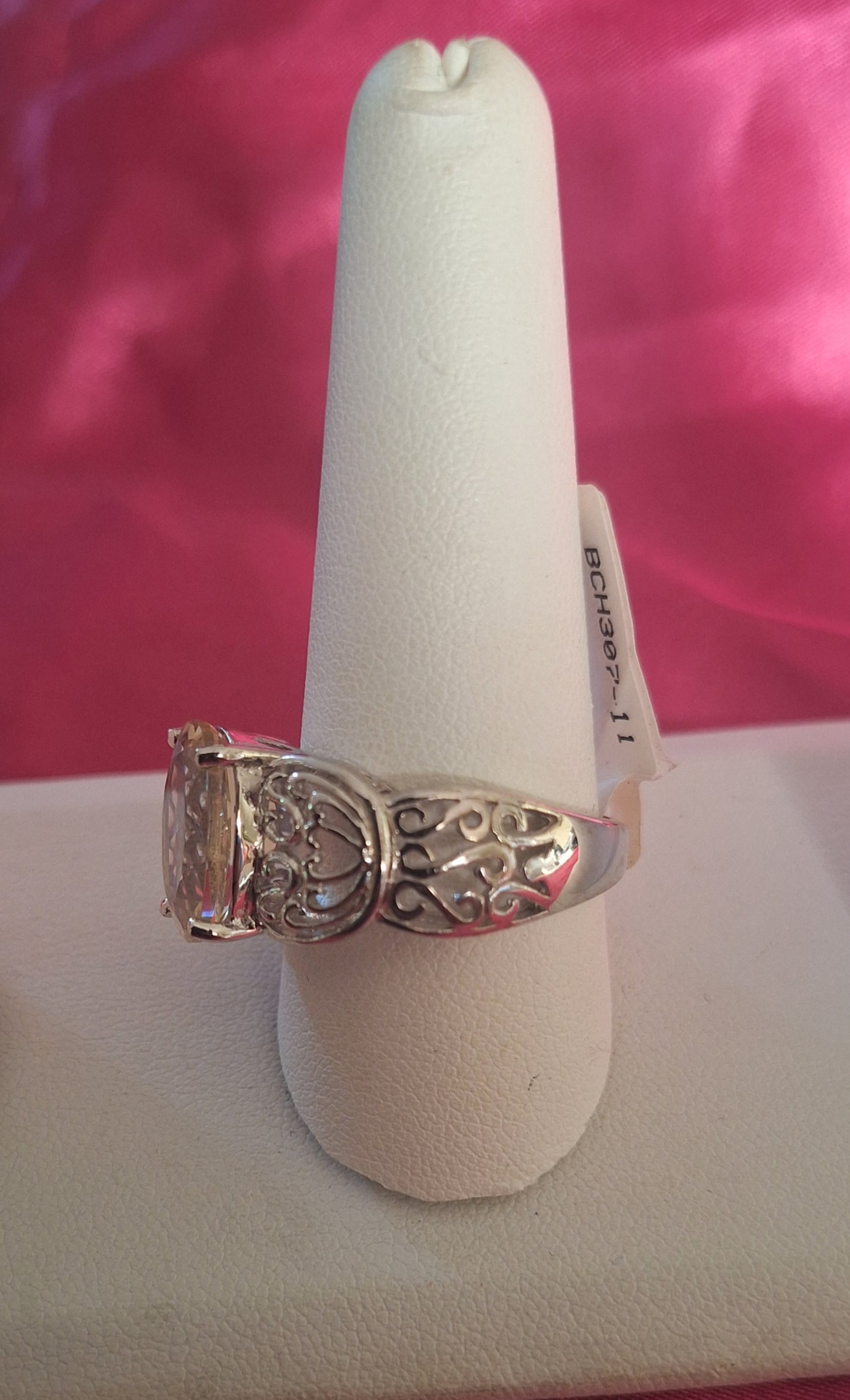 Yellow Labradorite Rhodium Over Sterling Silver Ring