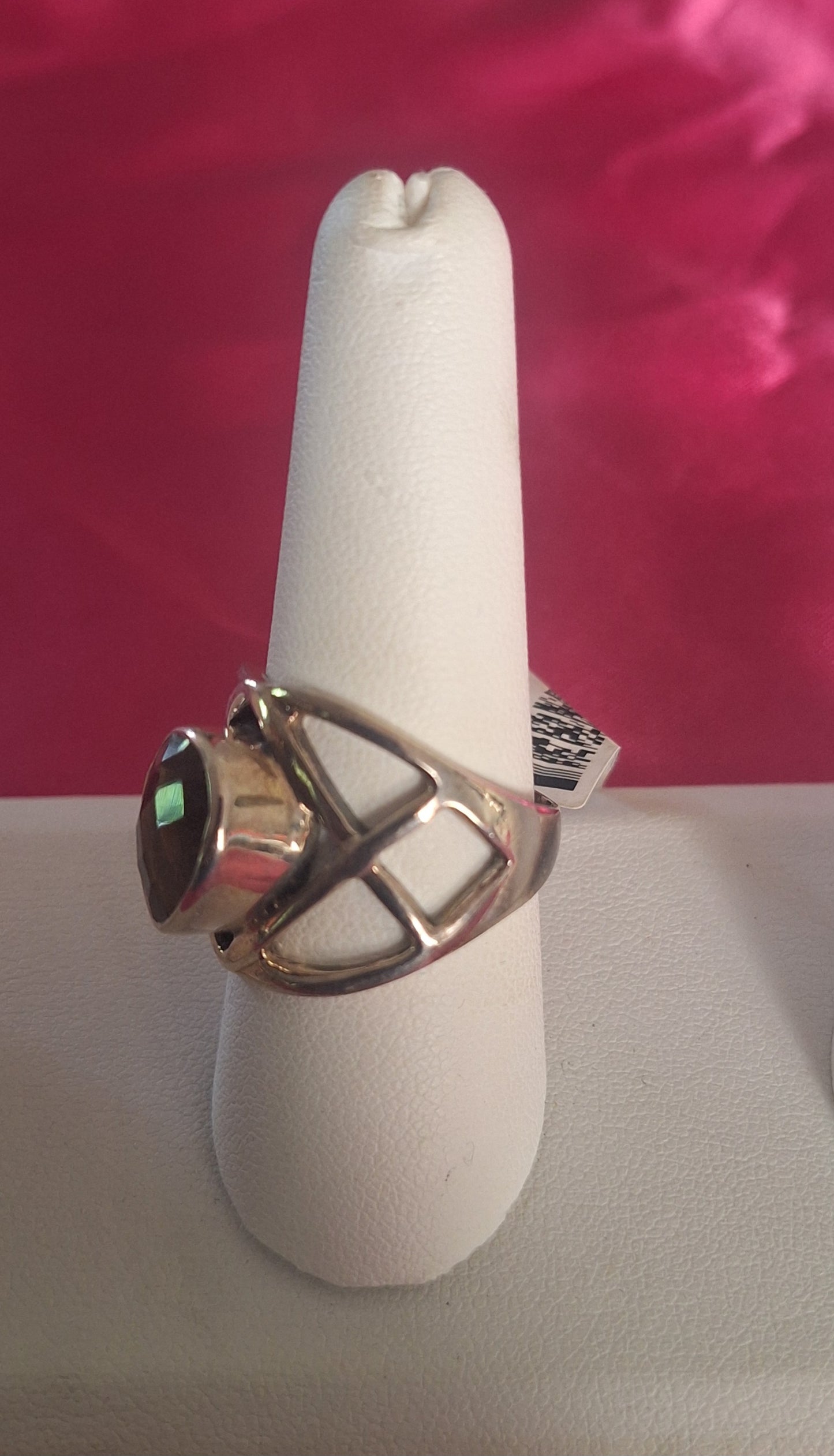 Sterling Silver Pear Shaped Smokey Quartz Ring