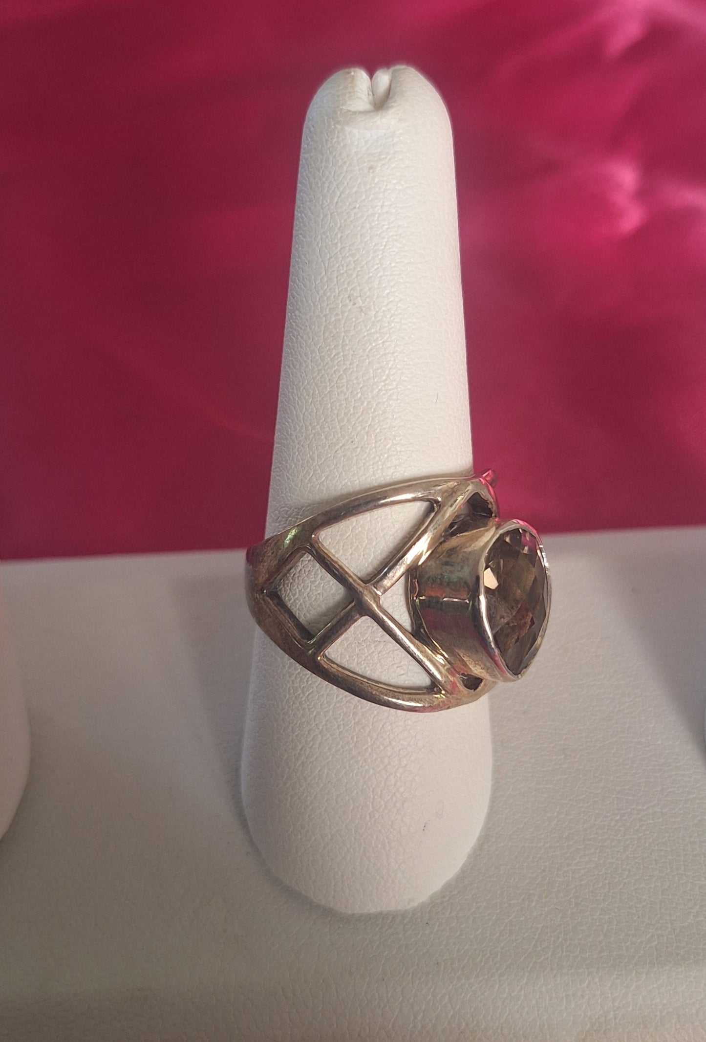 Sterling Silver Pear Shaped Smokey Quartz Ring