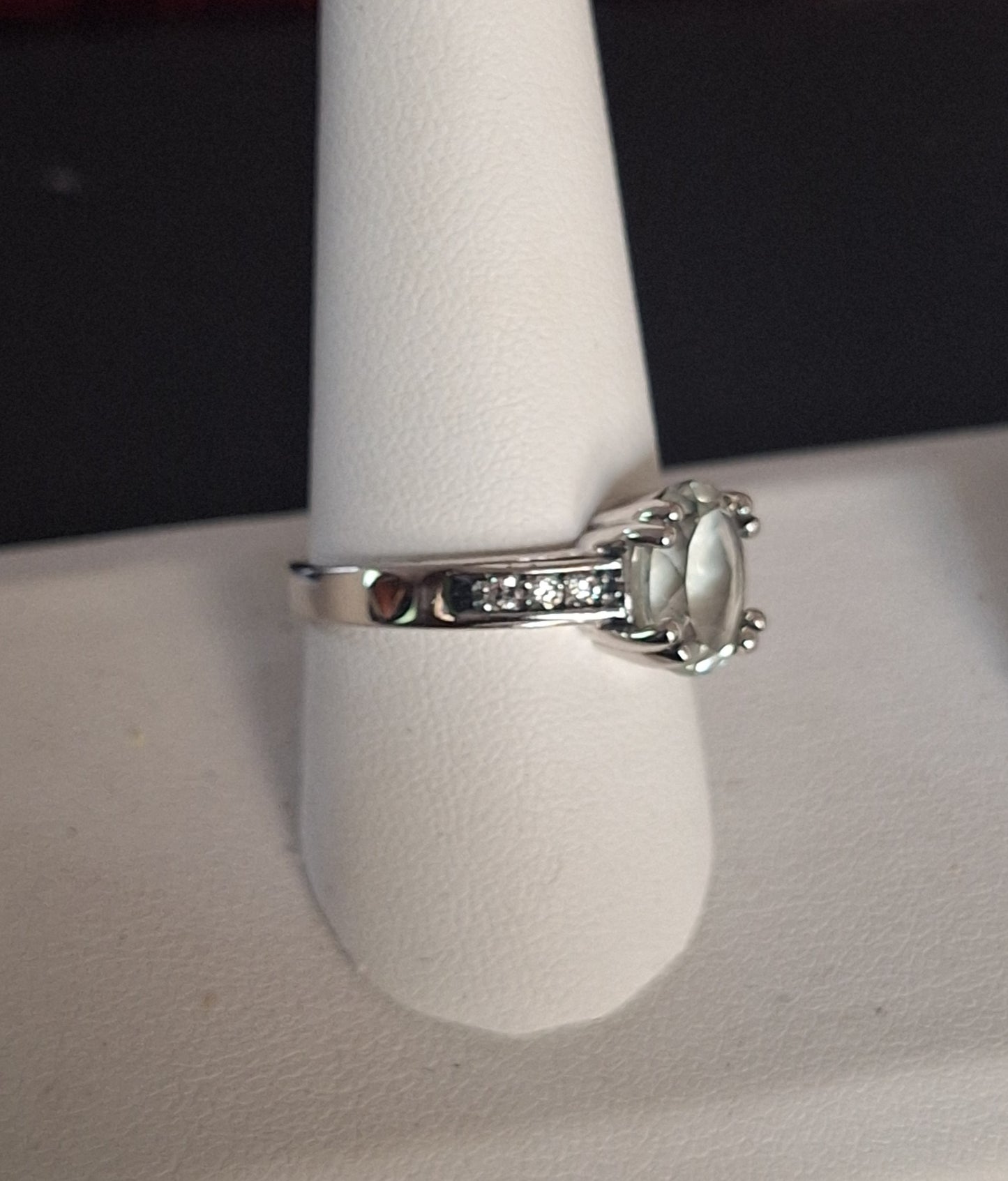J & T 925 Sterling Silver Clear Topaz Ring