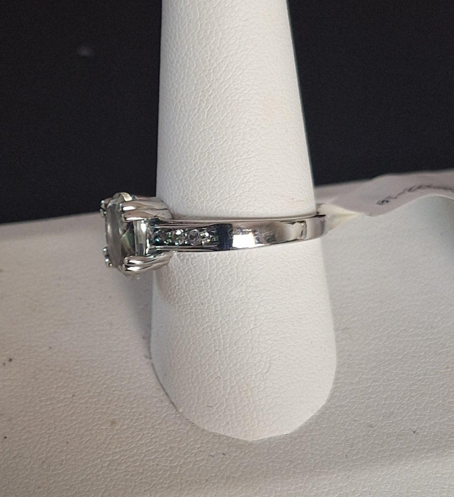 J & T 925 Sterling Silver Clear Topaz Ring