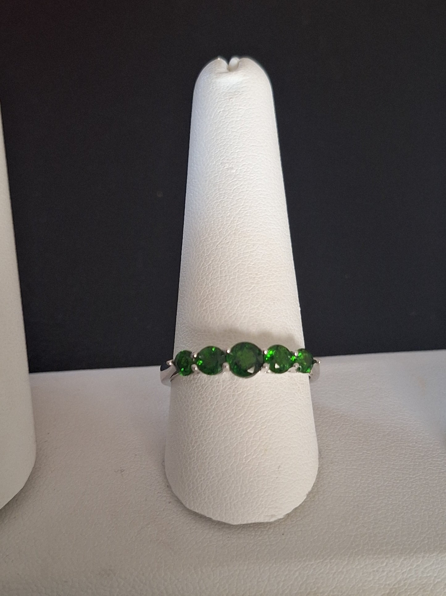 Chrome Diopside 925 Sterling Silver 5 Stone Band Ring