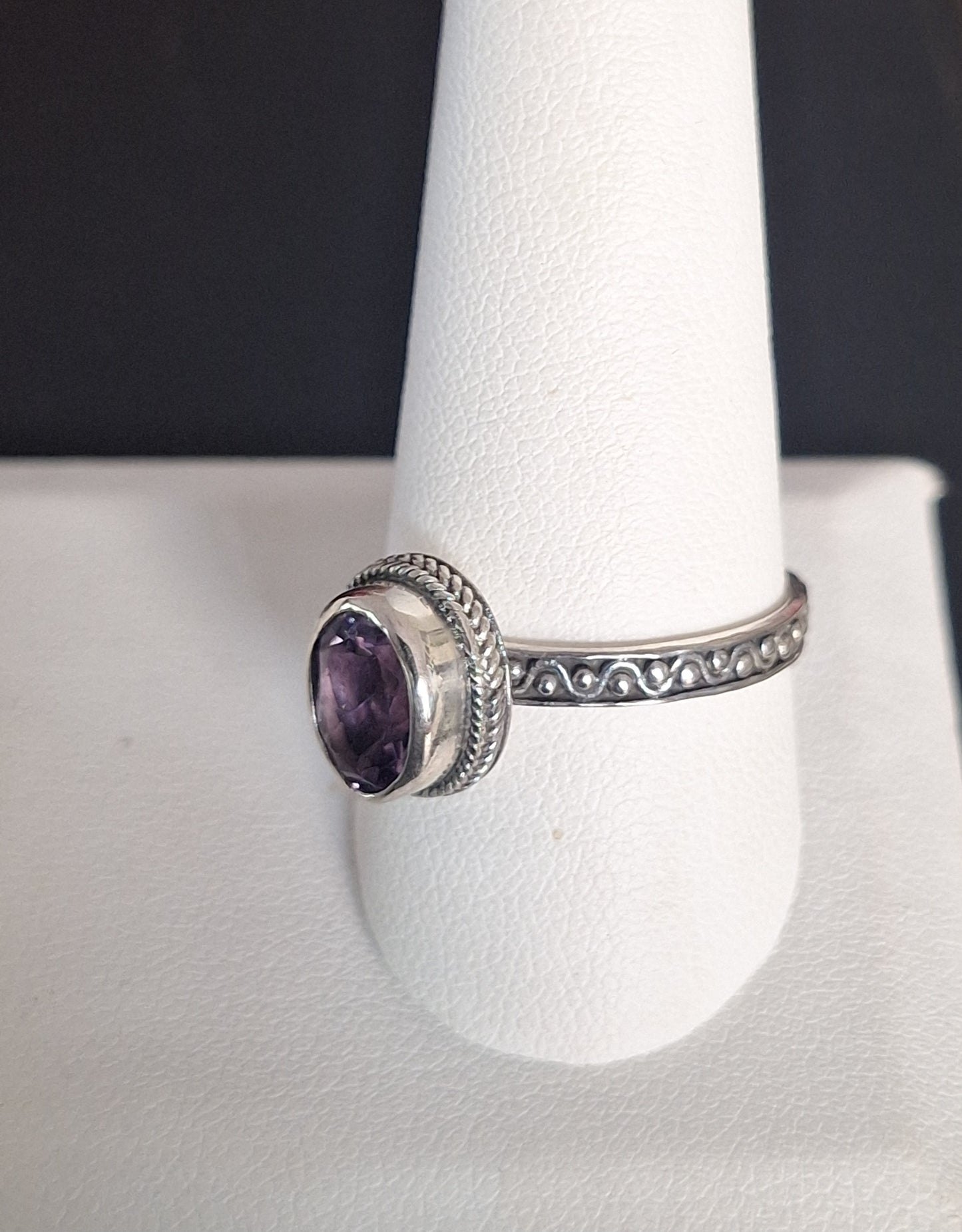 Wise Waves Balinese One-Carat Amethyst Single Stone Ring