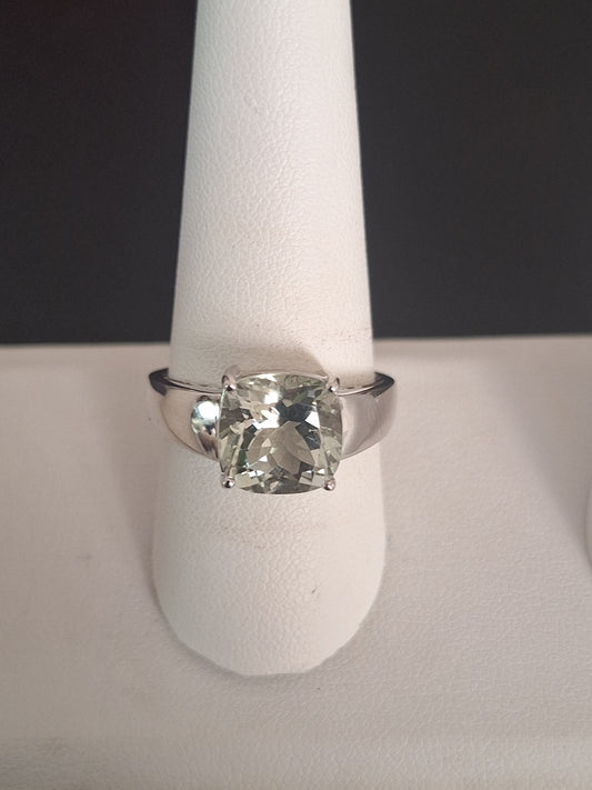 925 Sterling Silver Green Amethyst Ring