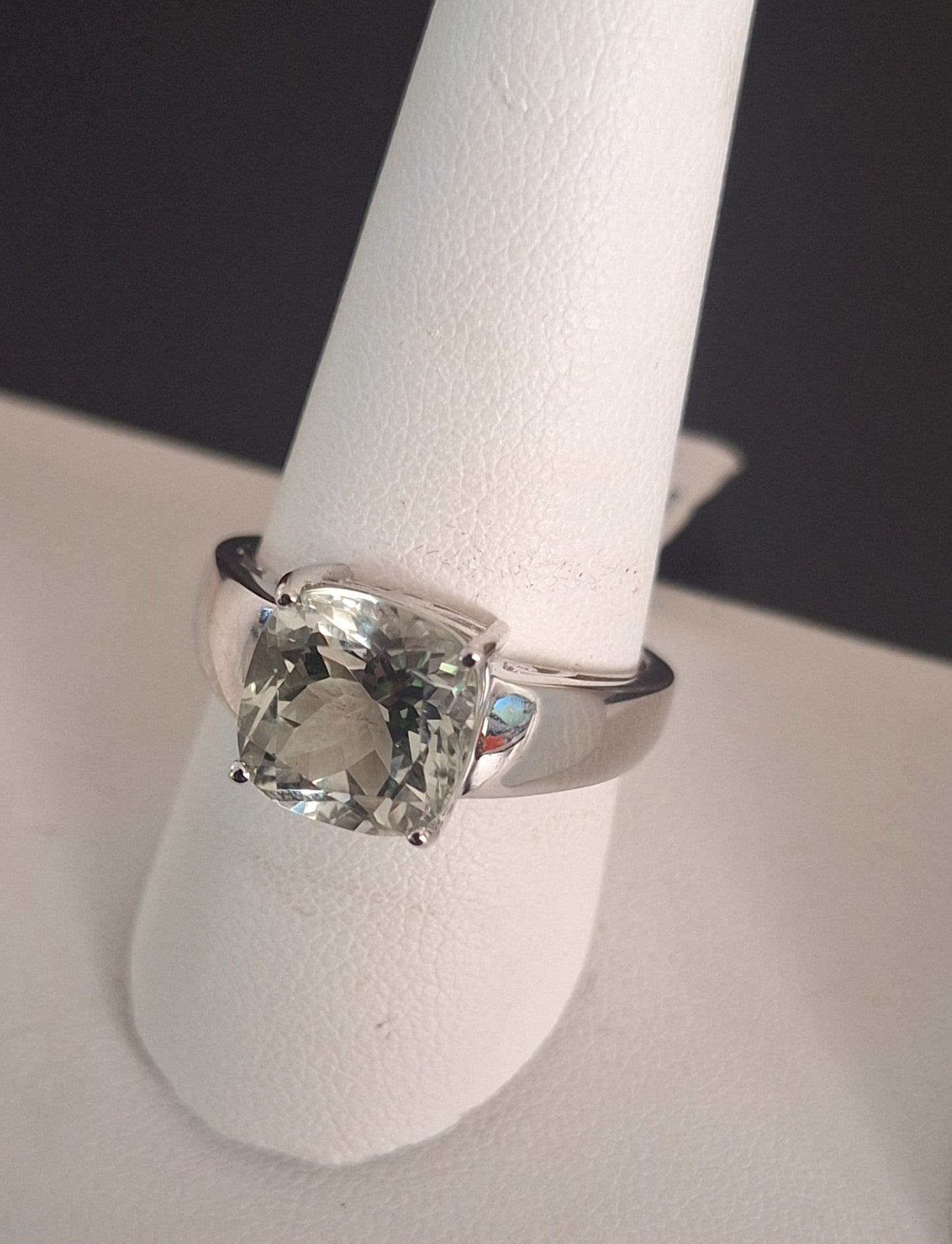 925 Sterling Silver Green Amethyst Ring